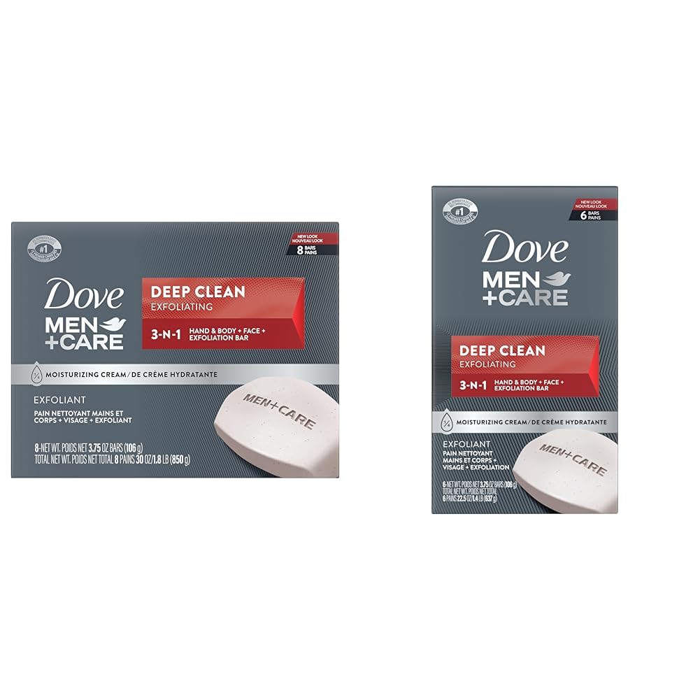 Dove Men+Care Men's Bar Soap Deep Clean 8 Bars More Moisturizing Than Bar Soap Effectively Washes Away Bacteria, Nourishes Your Skin 3.75 oz