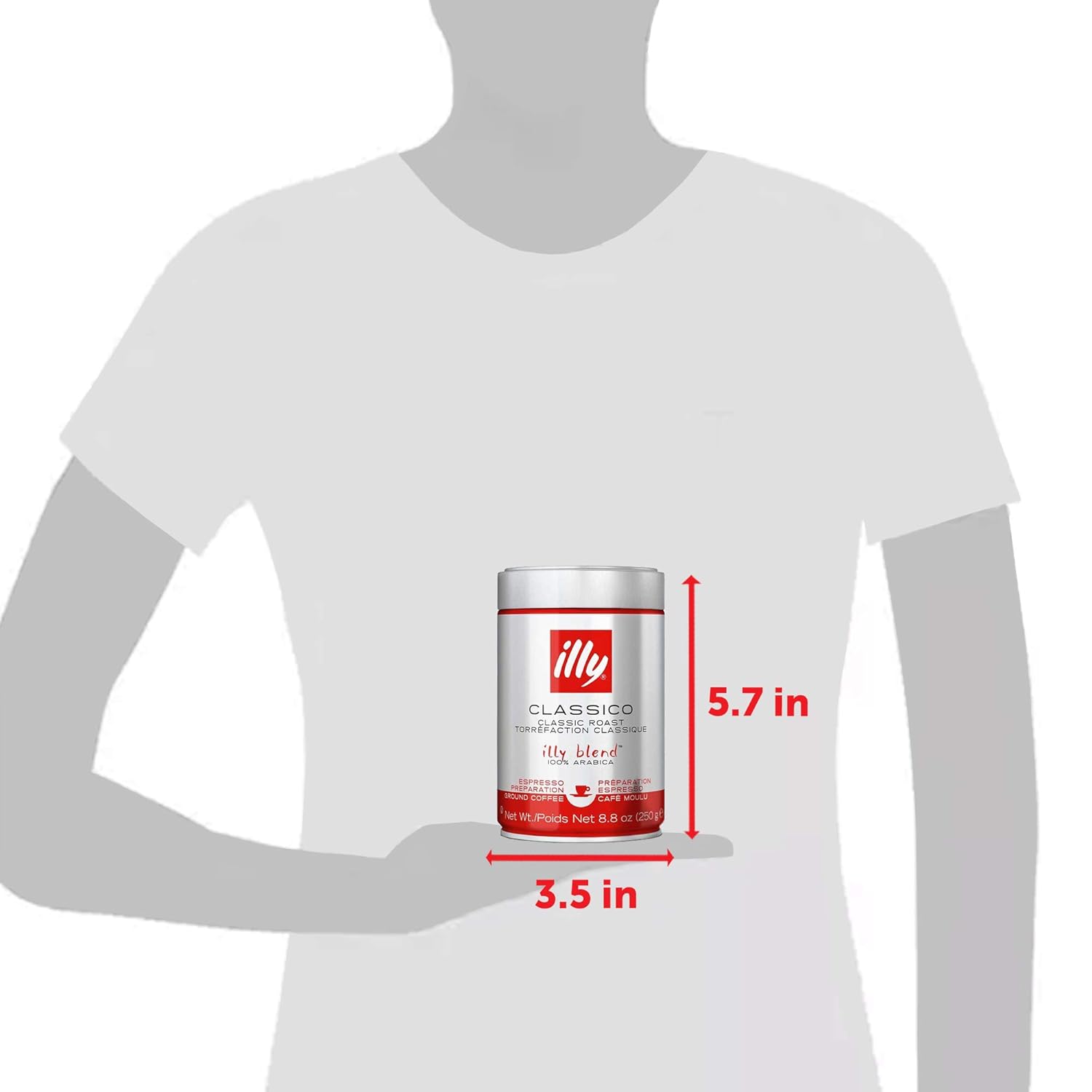 illy Classico Espresso Ground Coffee, Medium Roast, Classic Roast with Notes of Chocolate & Caramel, 100% Arabica Coffee, All-Natural, No Preservatives, 8.8 oz, Ground for Espresso Machines