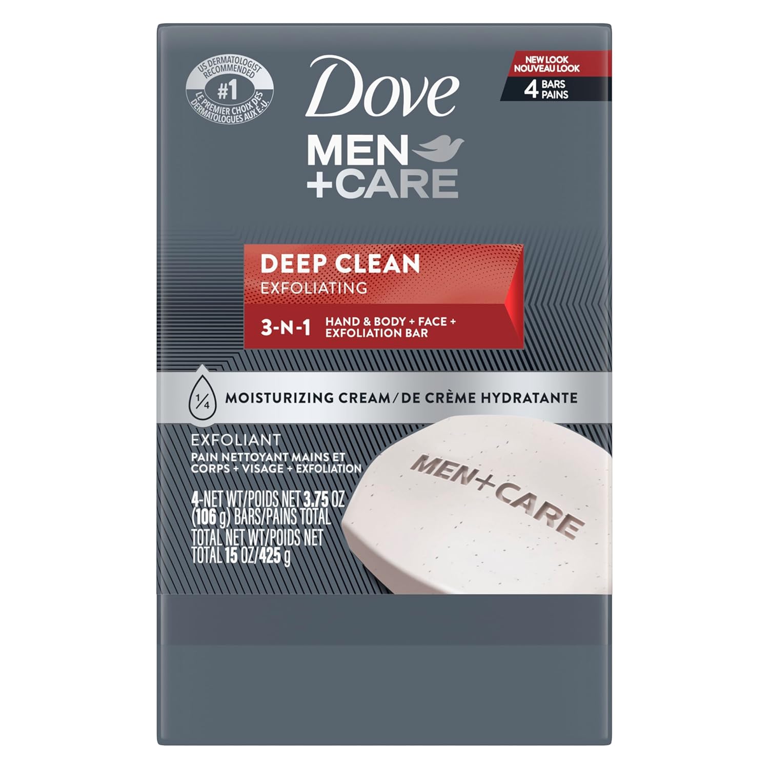 Dove Men+Care Men's Bar Soap Deep Clean 8 Bars More Moisturizing Than Bar Soap Effectively Washes Away Bacteria, Nourishes Your Skin 3.75 oz