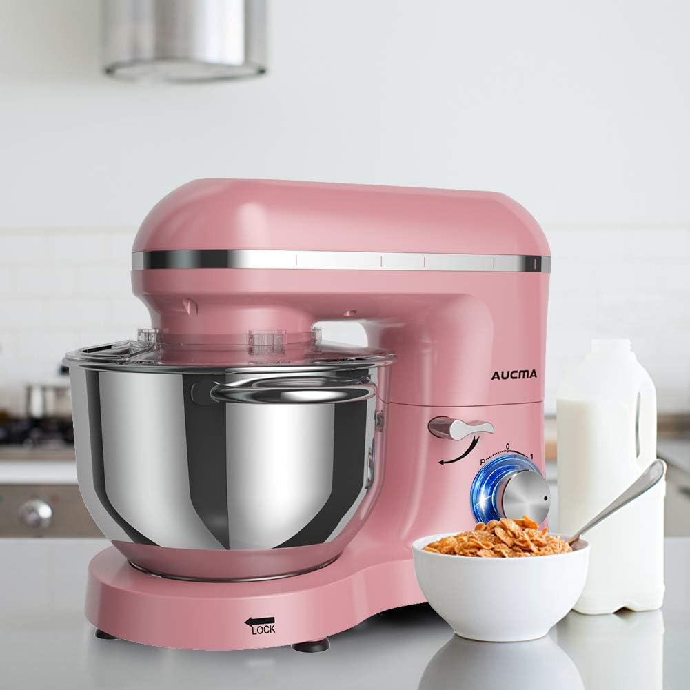 Aucma Stand Mixer,6.5-QT 660W 6-Speed Tilt-Head Food Mixer, Kitchen Electric Mixer with Dough Hook, Wire Whip & Beater (6.5QT, Black)
