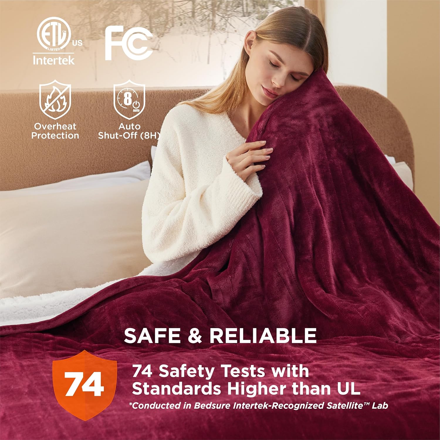 Bedsure Heated Blanket Electric Throw - Soft Flannel Electric Blanket, Heating Blanket with 4 Time Settings & 6 Heat Settings, Warm Blanket Gift for Grandma (50x60 inches, Grey)