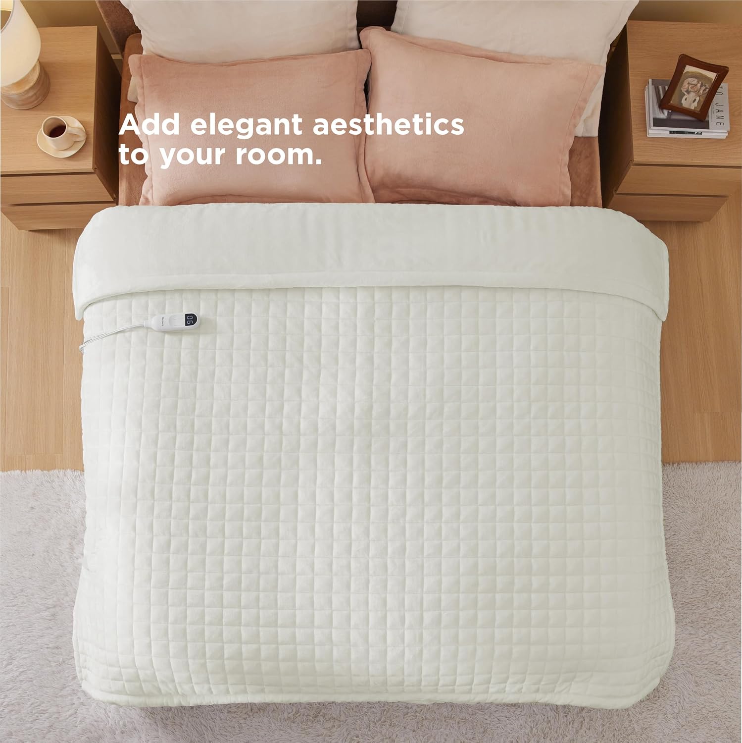 Bedsure Heated Blanket Electric Throw - Soft Flannel Electric Blanket, Heating Blanket with 4 Time Settings & 6 Heat Settings, Warm Blanket Gift for Grandma (50x60 inches, Grey)