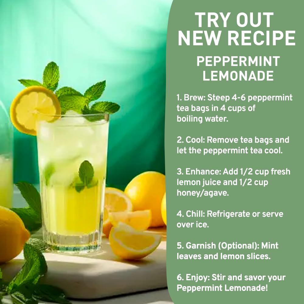 HANDPICK, Peppermint Tea, Eco-Conscious Tea Bags - 100 Count | Caffeine Free, Non-GMO | Minty, Fresh & Cool flavor | Direct From Source