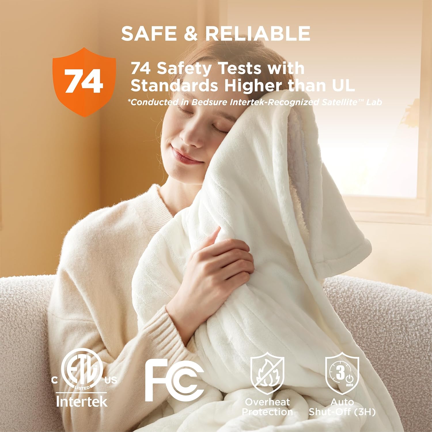 Bedsure Heated Blanket Electric Throw - Soft Flannel Electric Blanket, Heating Blanket with 4 Time Settings & 6 Heat Settings, Warm Blanket Gift for Grandma (50x60 inches, Grey)