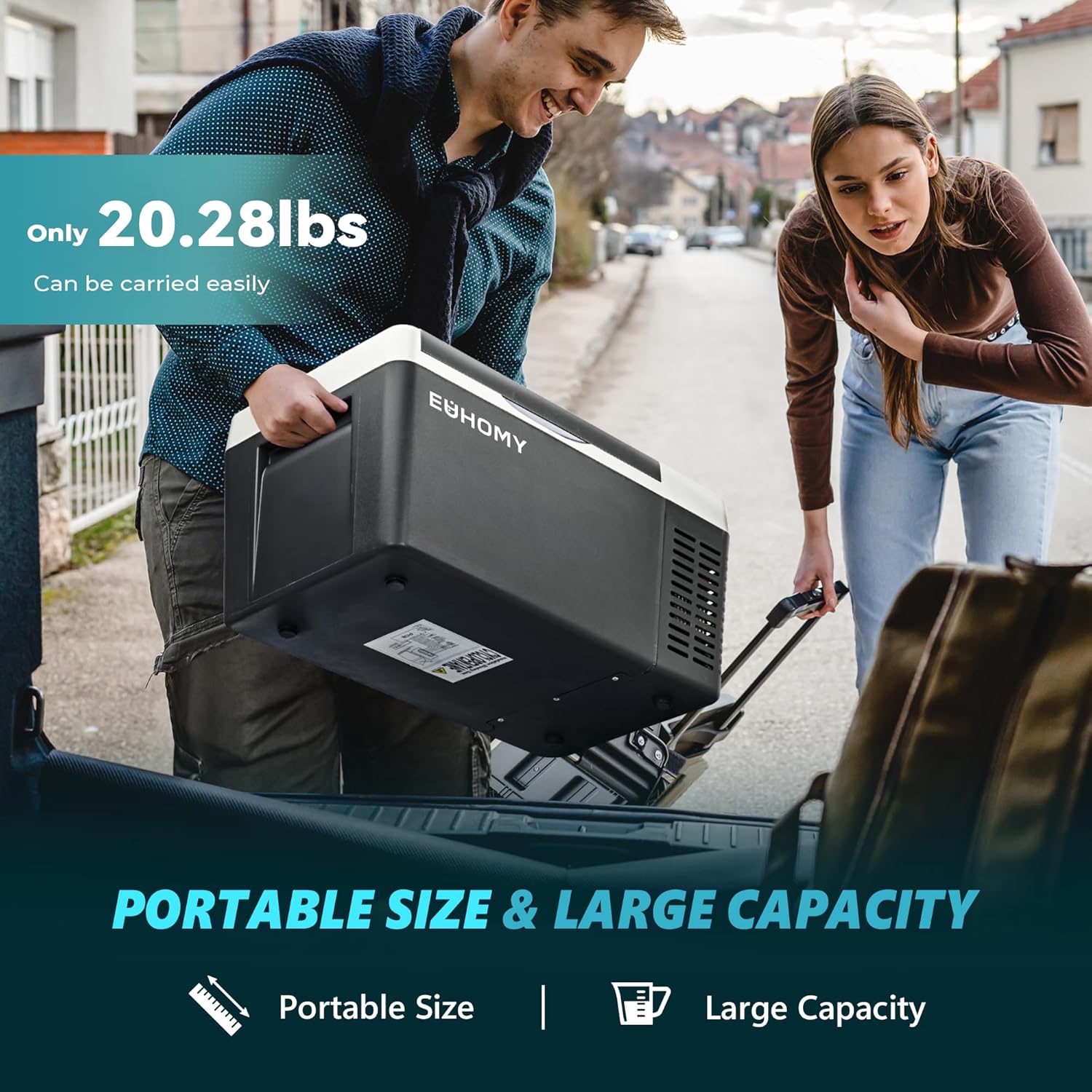 Euhomy 12 Volt Portable Car Refrigerator, 48-59 Quart, Dual Storage, App Control, Frost Free, Gary