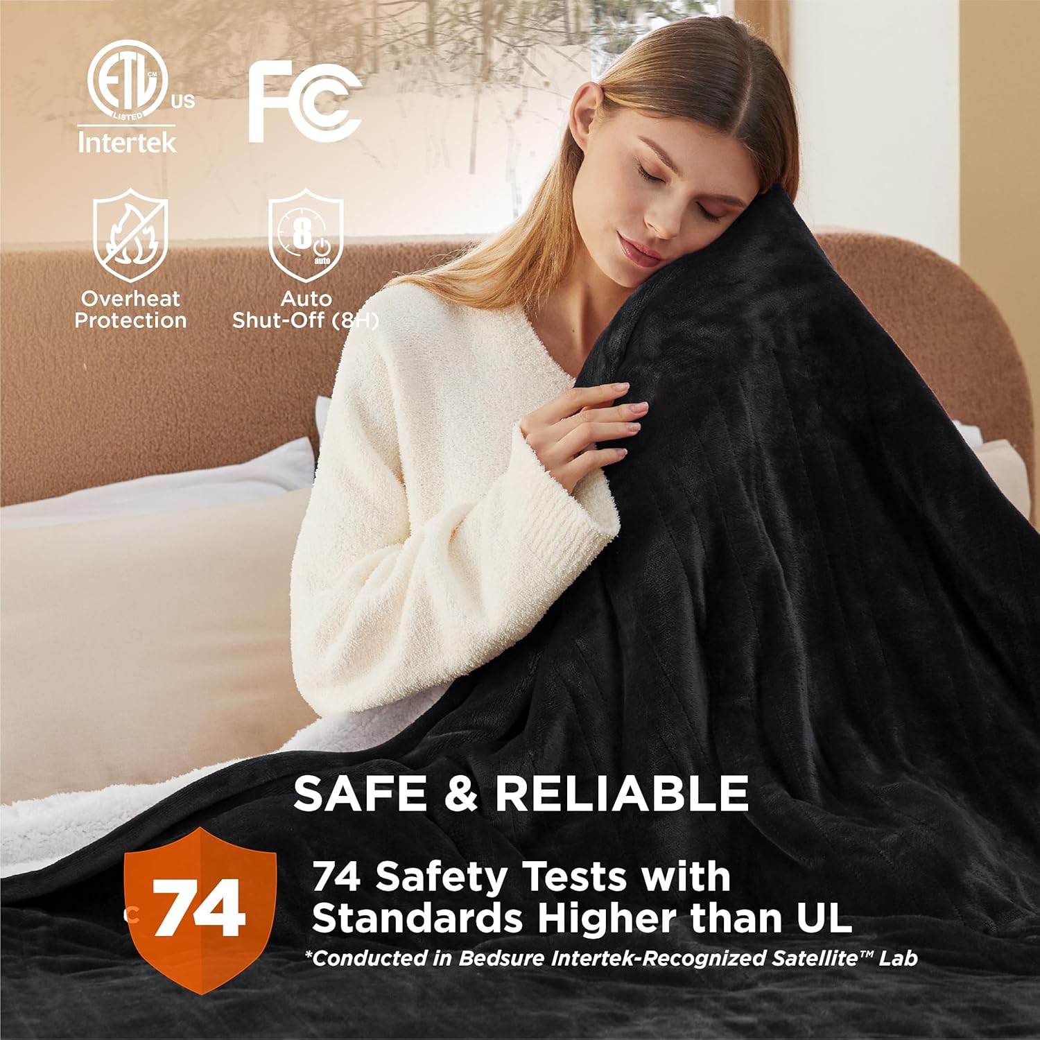 Bedsure Heated Blanket Electric Throw - Soft Flannel Electric Blanket, Heating Blanket with 4 Time Settings & 6 Heat Settings, Warm Blanket Gift for Grandma (50x60 inches, Grey)