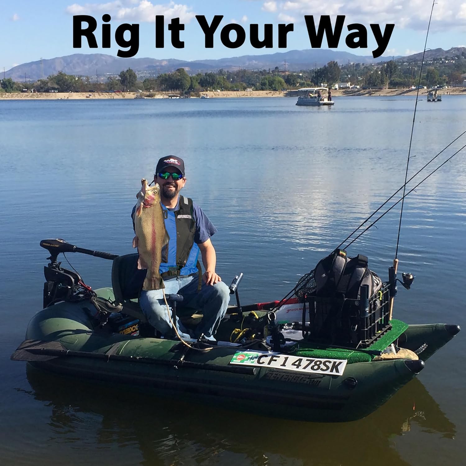 Sea Eagle 285 Frameless Inflatable 9’ Pontoon Fishing Boat - 1 Person- Lightweight, Portable-Perfect for Hunting & Fishing-Sets up in 5 Minutes