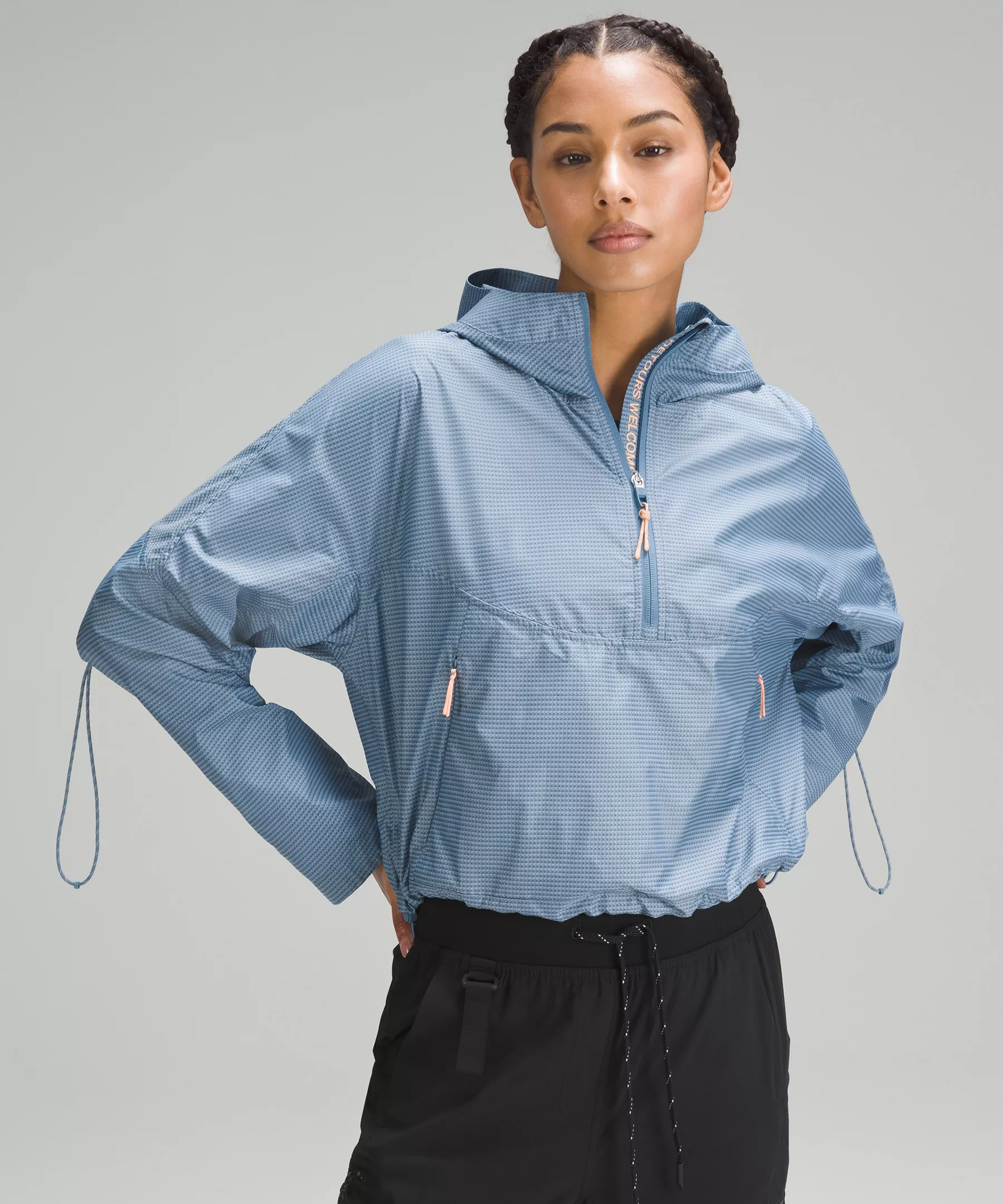 Cinch-Back Half-Zip Hiking Pullover Utility Blue/Powder Blue