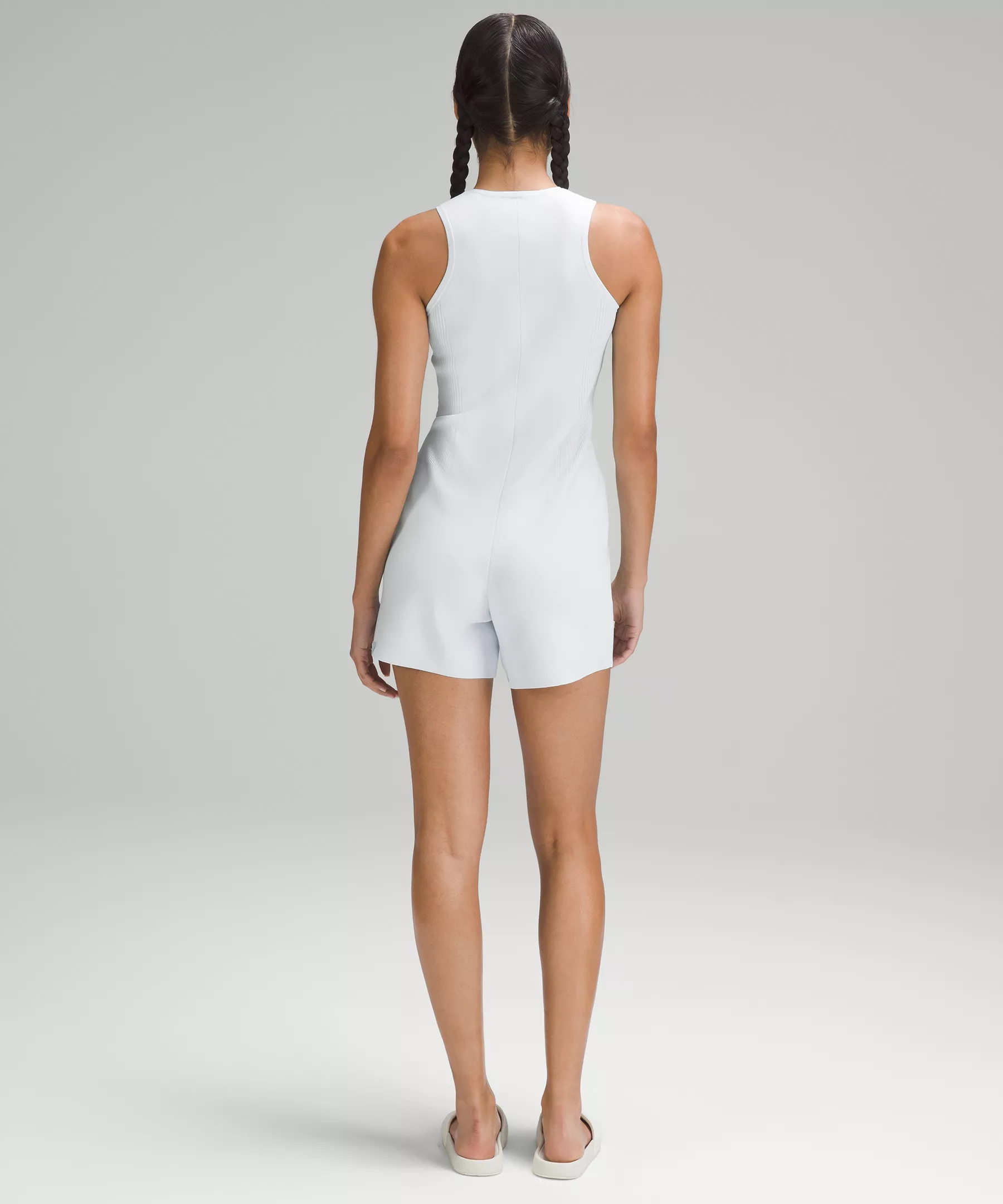 Tight-Fit Knit Bodysuit Powder Blue