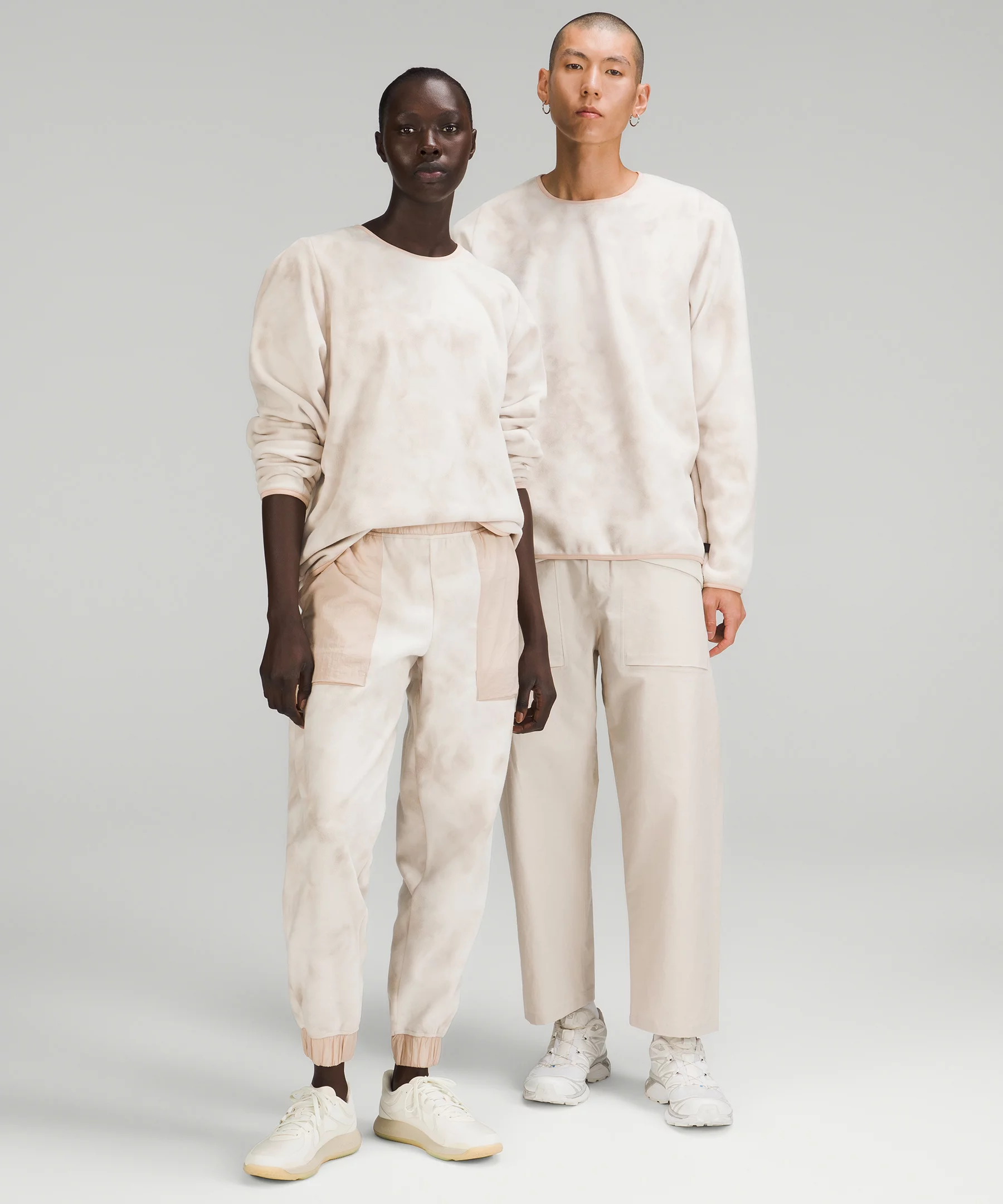 lululemon lab Fleece Crew Pullover Diamond Dye Light Ivory Cafe Au Lait