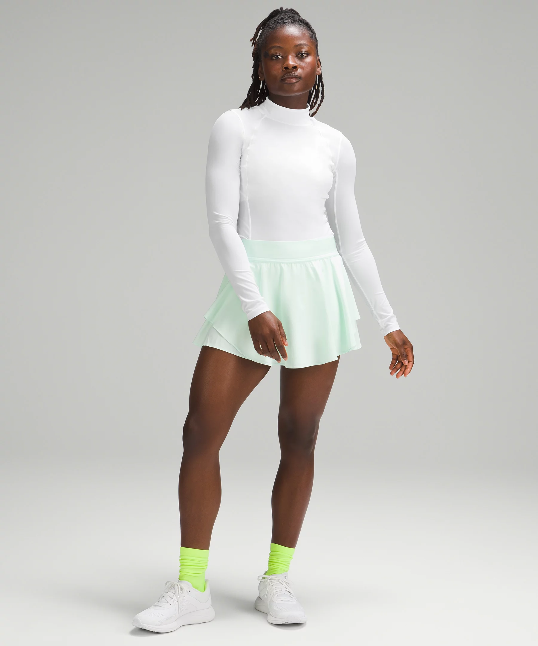 Nulux Mock-Neck Long-Sleeve Shirt White