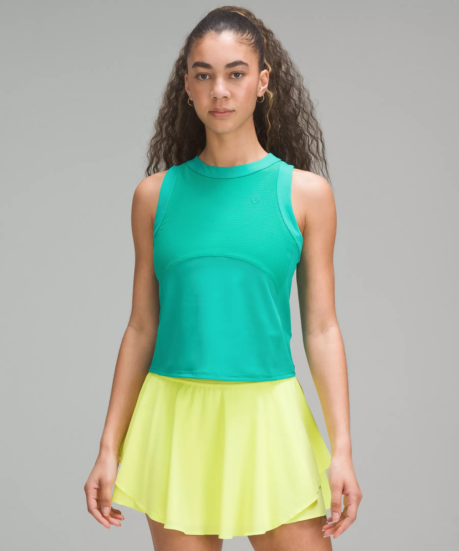 Grid-Texture Tennis Tank Top *Online Only Maldives Green