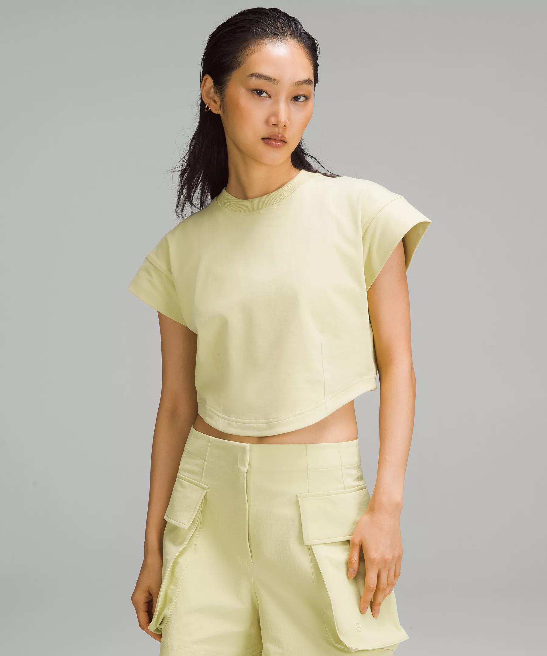 Heavyweight Cotton Mock-Neck T-Shirt Finch Yellow