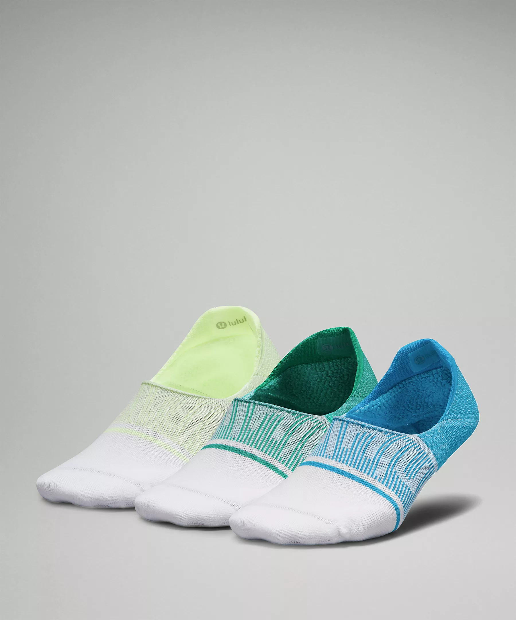 Women's Power Stride No-Show Sock with Active Grip Multi-Colour *3 Pack Turquoise Tide/Kelly Green/Faded Zap