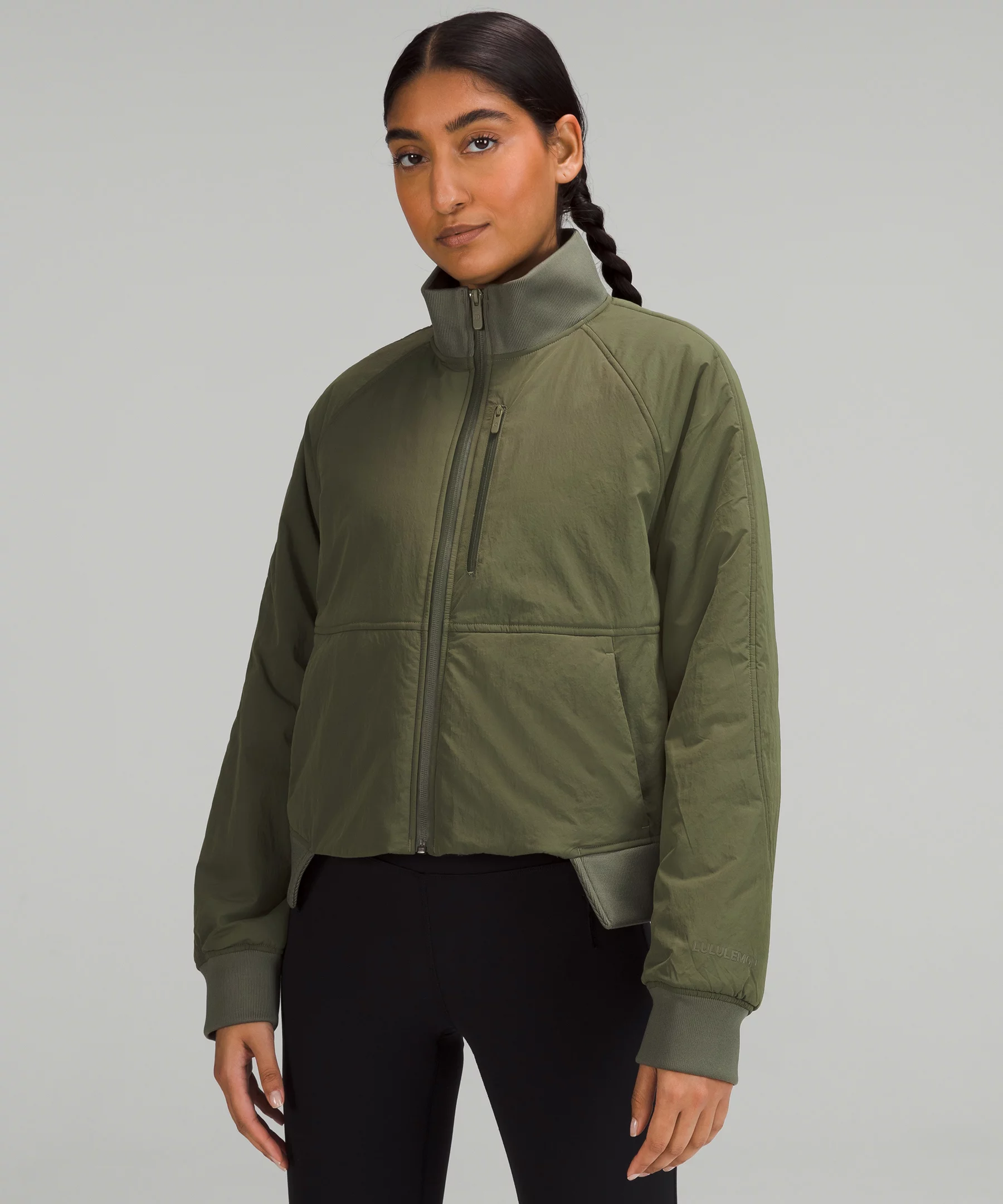 Short Insulated Bomber Jacket Medium Olive