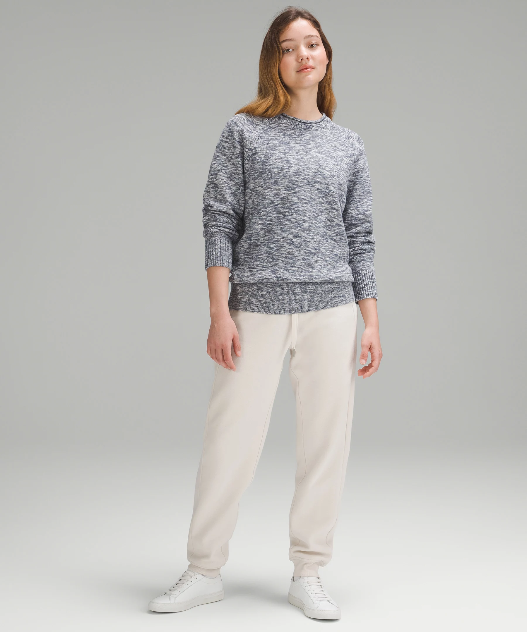 Boxy Cotton-Blend Sweater Night Sea/True Navy/Black/Iron Blue