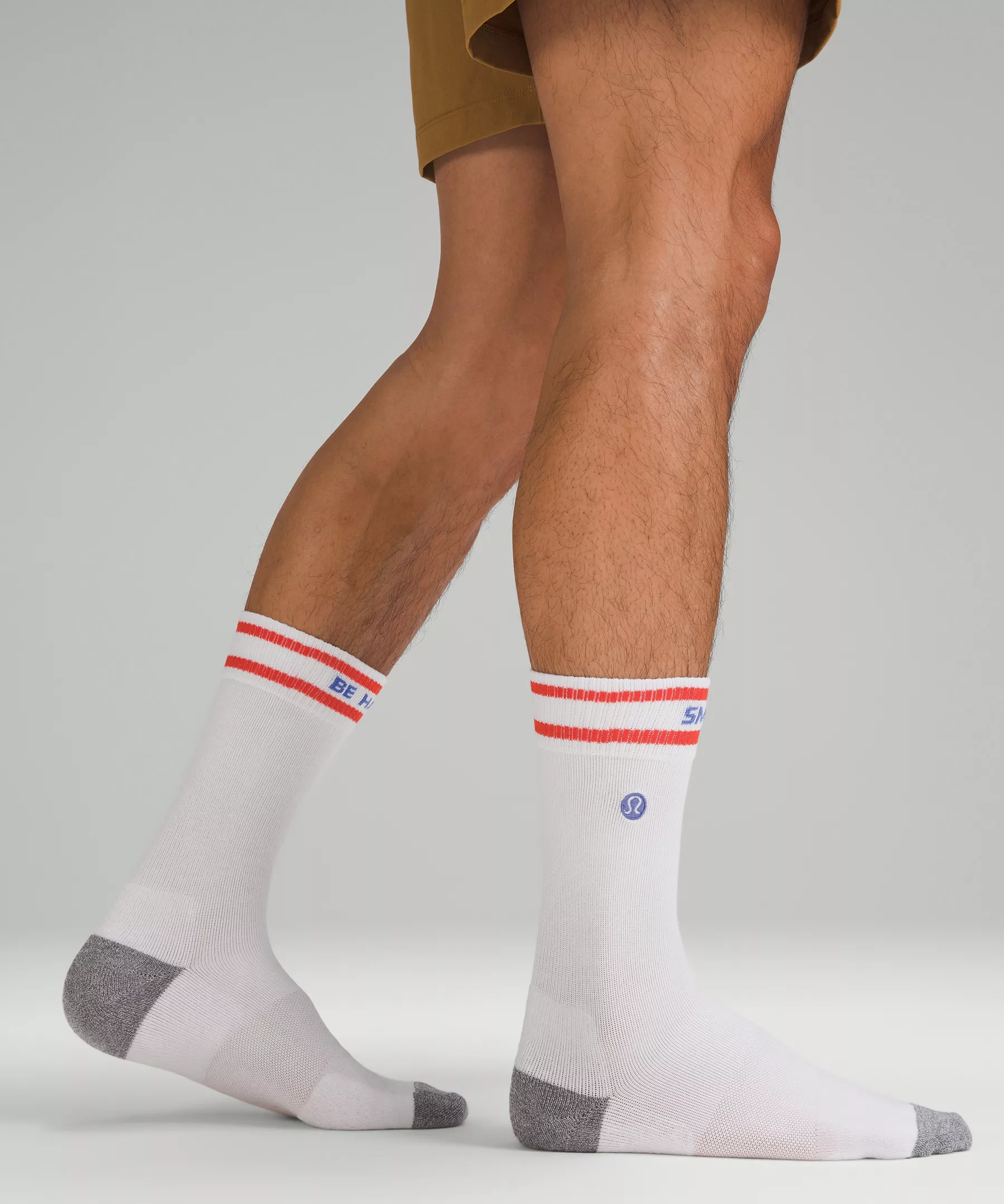 Men's Daily Stride Comfort Crew Sock White/Solar Orange