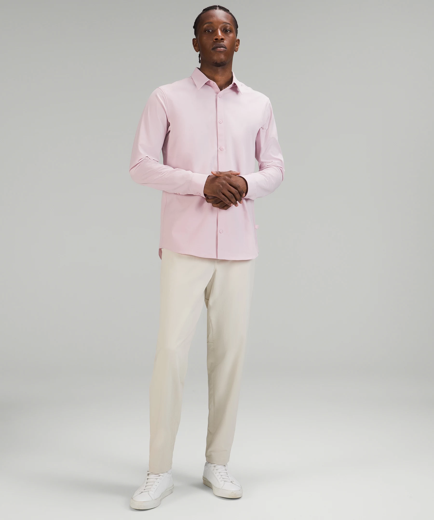 New Venture Slim-Fit Long Sleeve Shirt Pink Peony