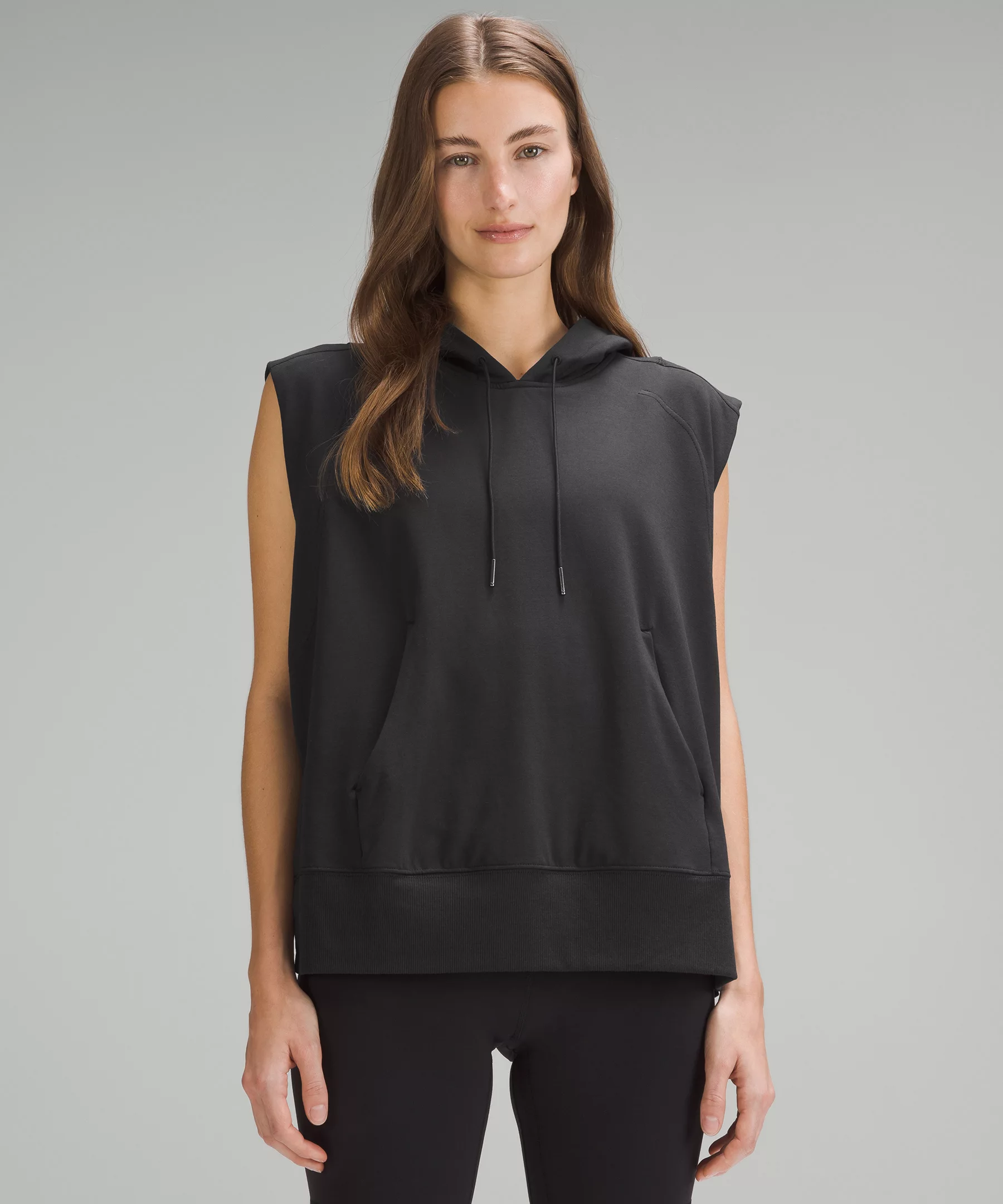 French Terry Sleeveless Hoodie Black