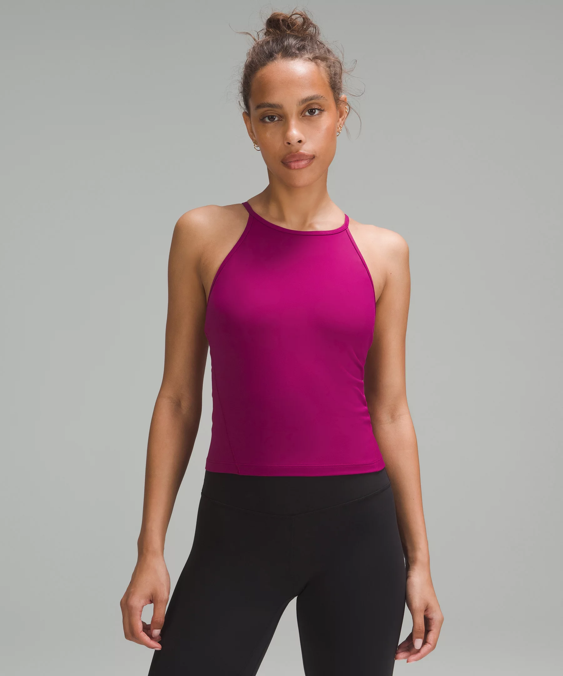 Lightweight High-Neck Yoga Tank Top Magenta Purple