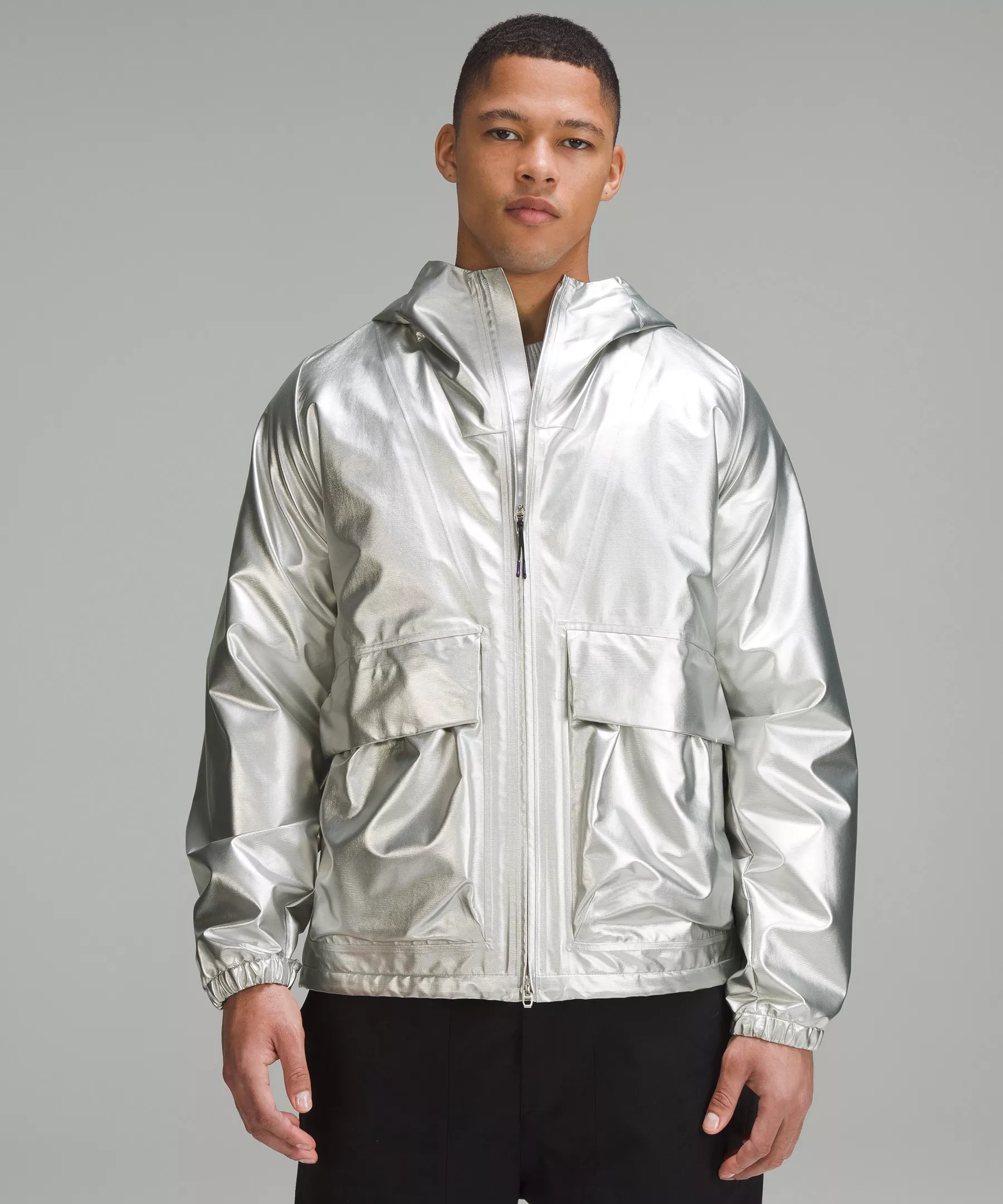 lululemon lab Hooded Metallic Jacket silver/black
