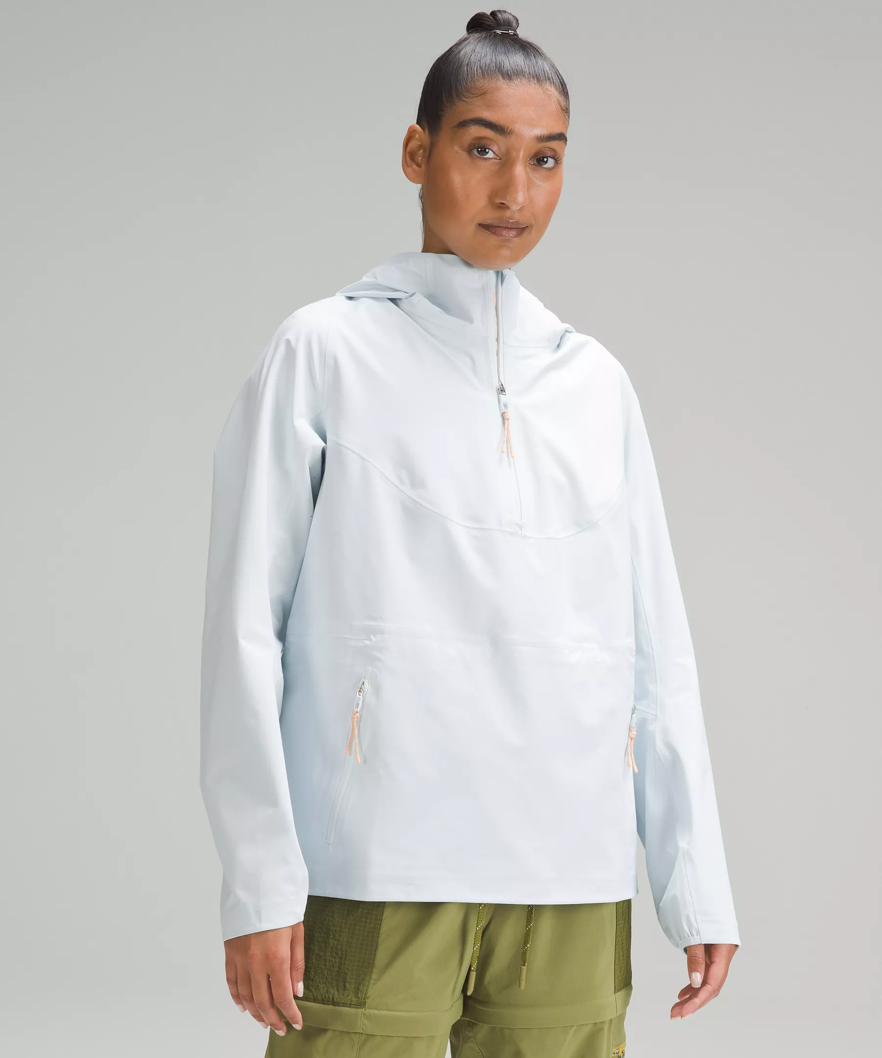 Stretch Waterproof Hiking Half-Zip Pullover Powder Blue