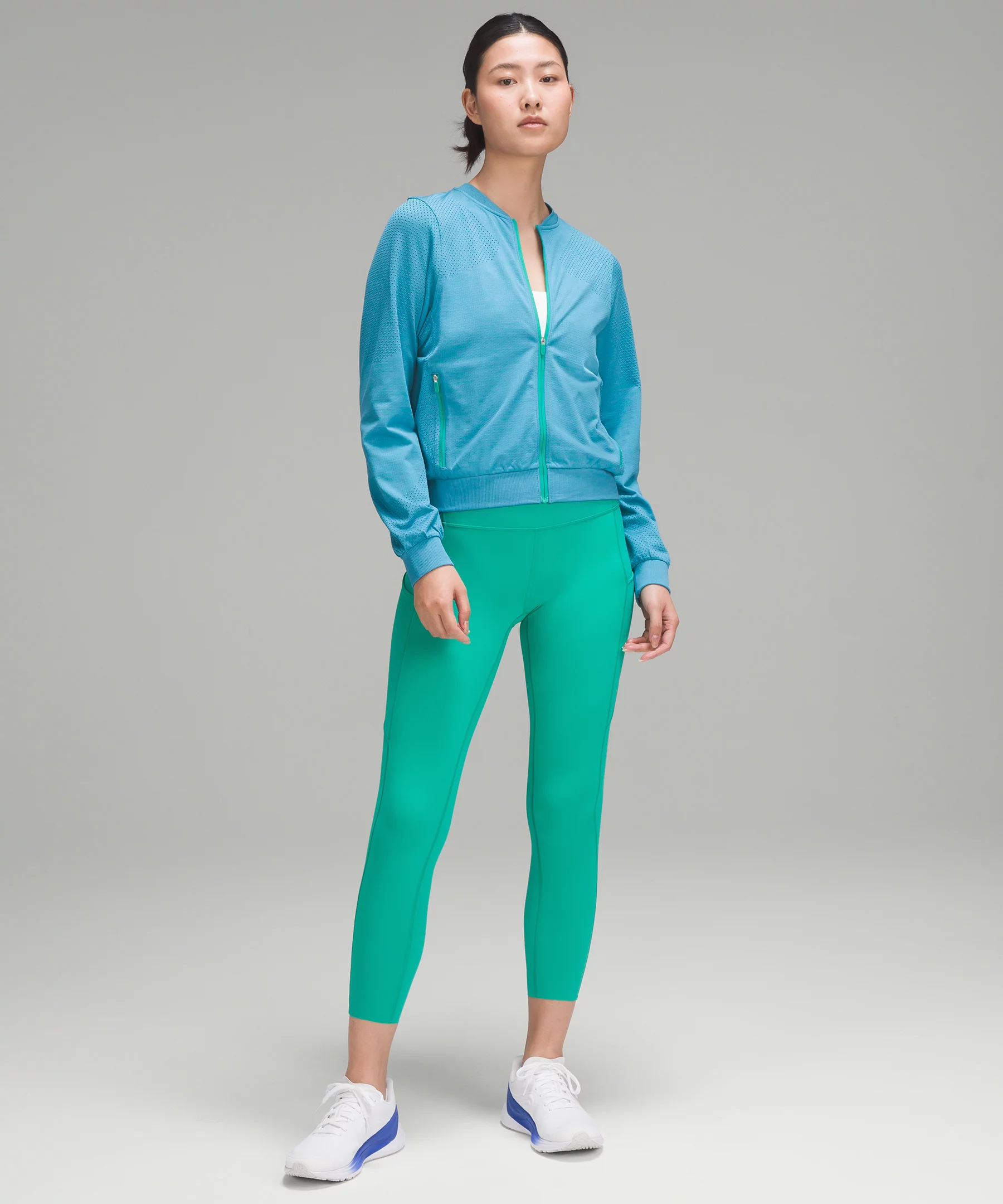 Swiftly Midweight Full Zip Maldives Green/Wild Indigo