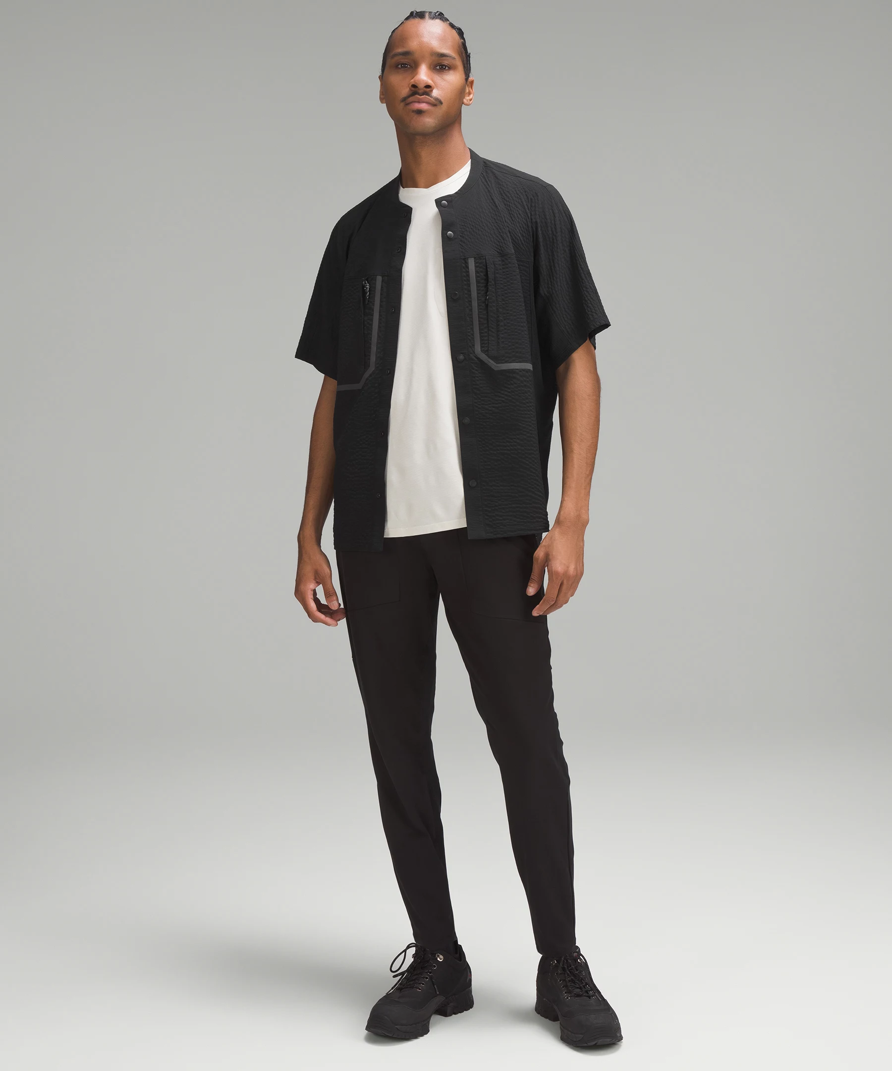 Lightweight Hiking Short-Sleeve Overshirt Black