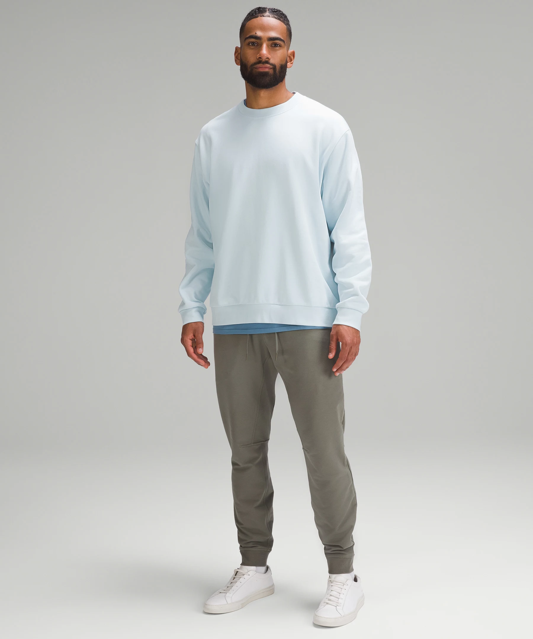 French Terry Oversized Long-Sleeve Crew *Online Only Powder Blue