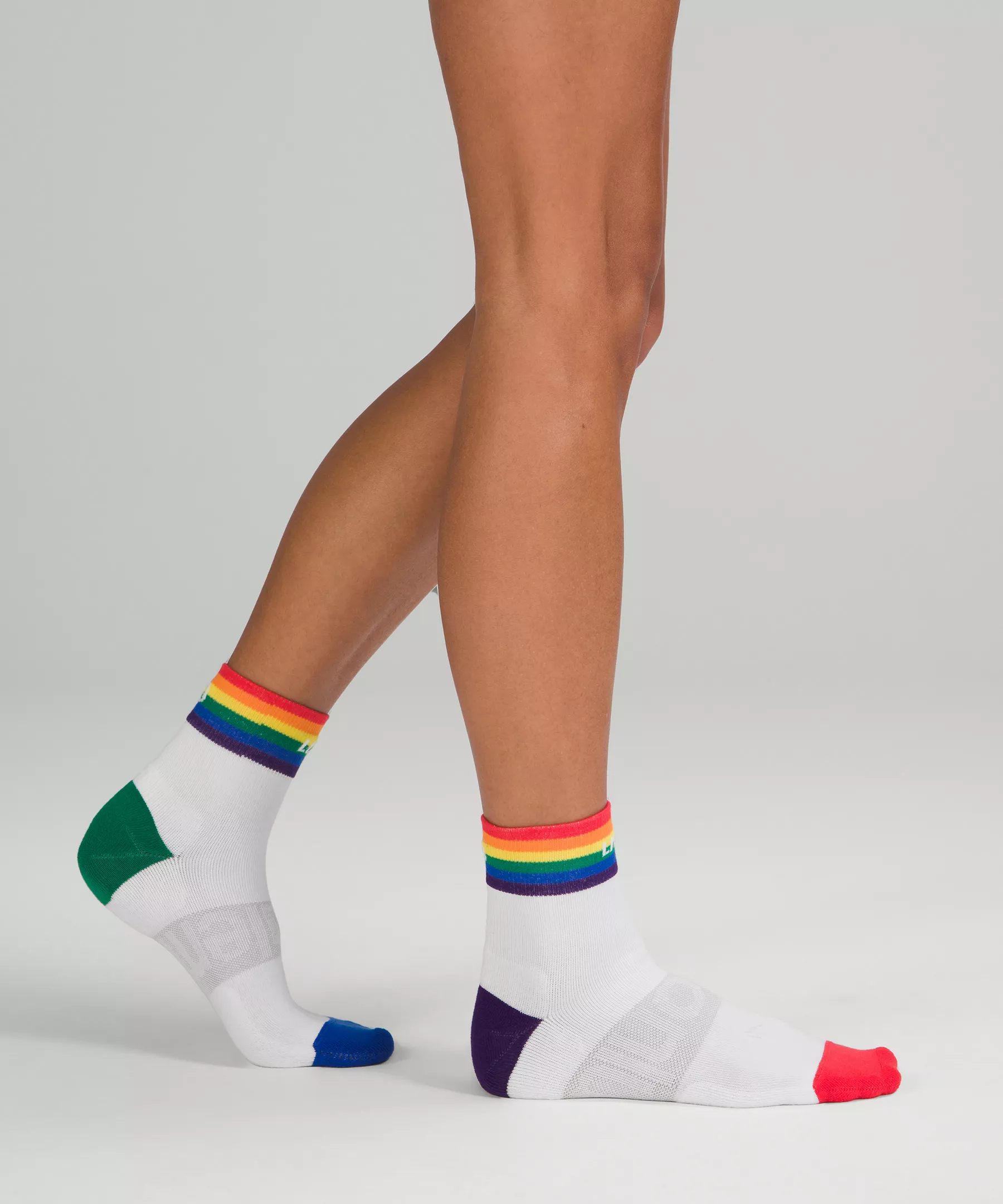 Women's Daily Stride Mid-Crew Sock *Rainbow White