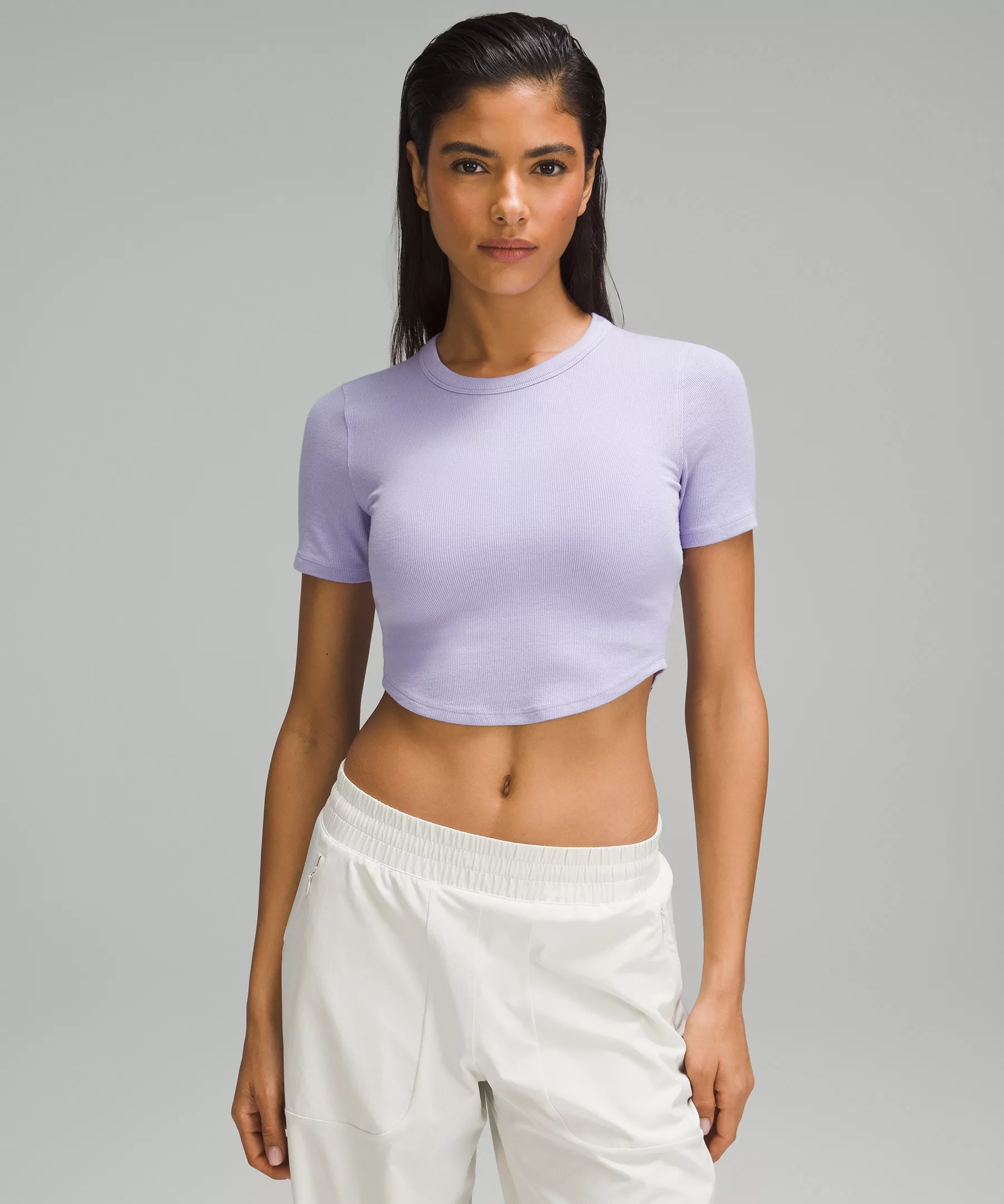 Hold Tight Cropped T-Shirt Lilac Smoke