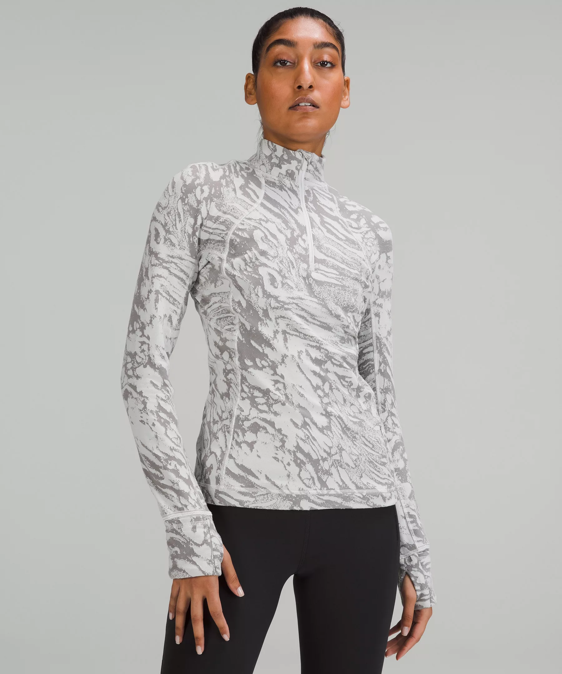 It's Rulu Run Half Zip Liquidize Camo Duo Jacquard Vapor Gull Grey