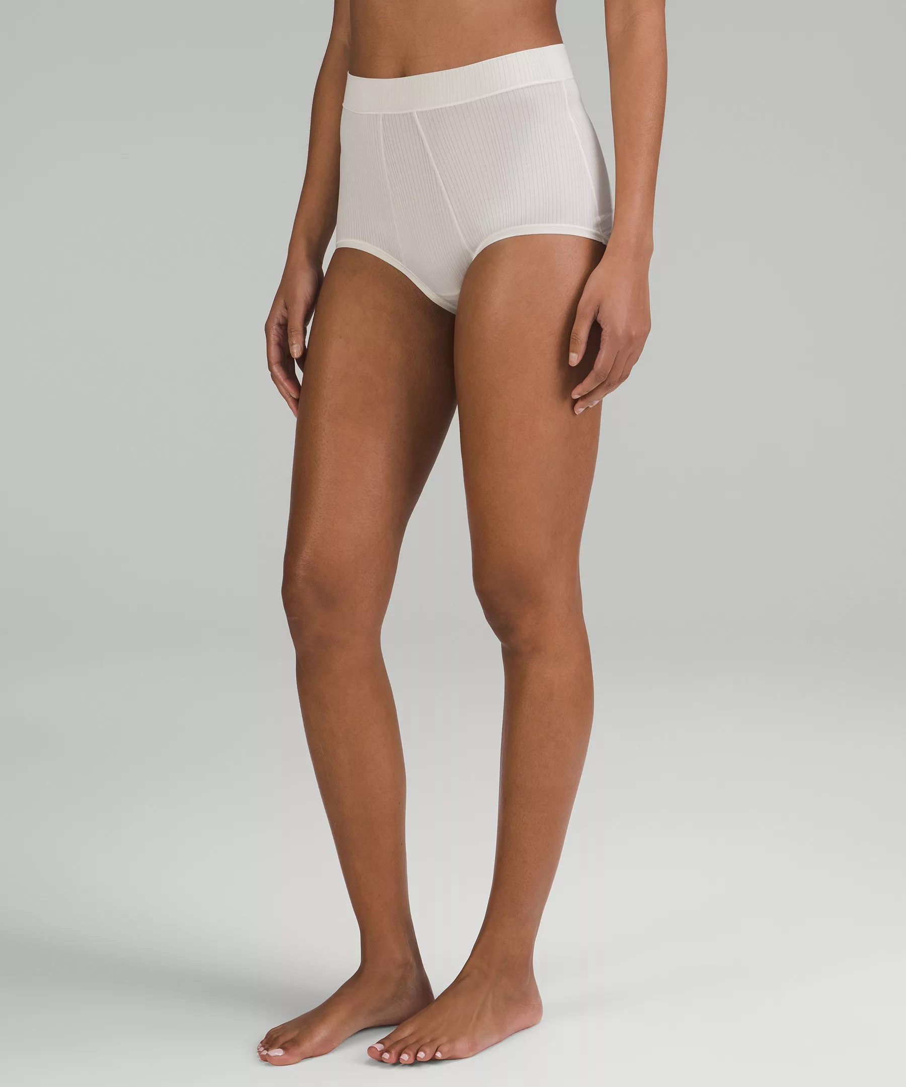 UnderEase High-Waist Ribbed Brief Bone/RIB