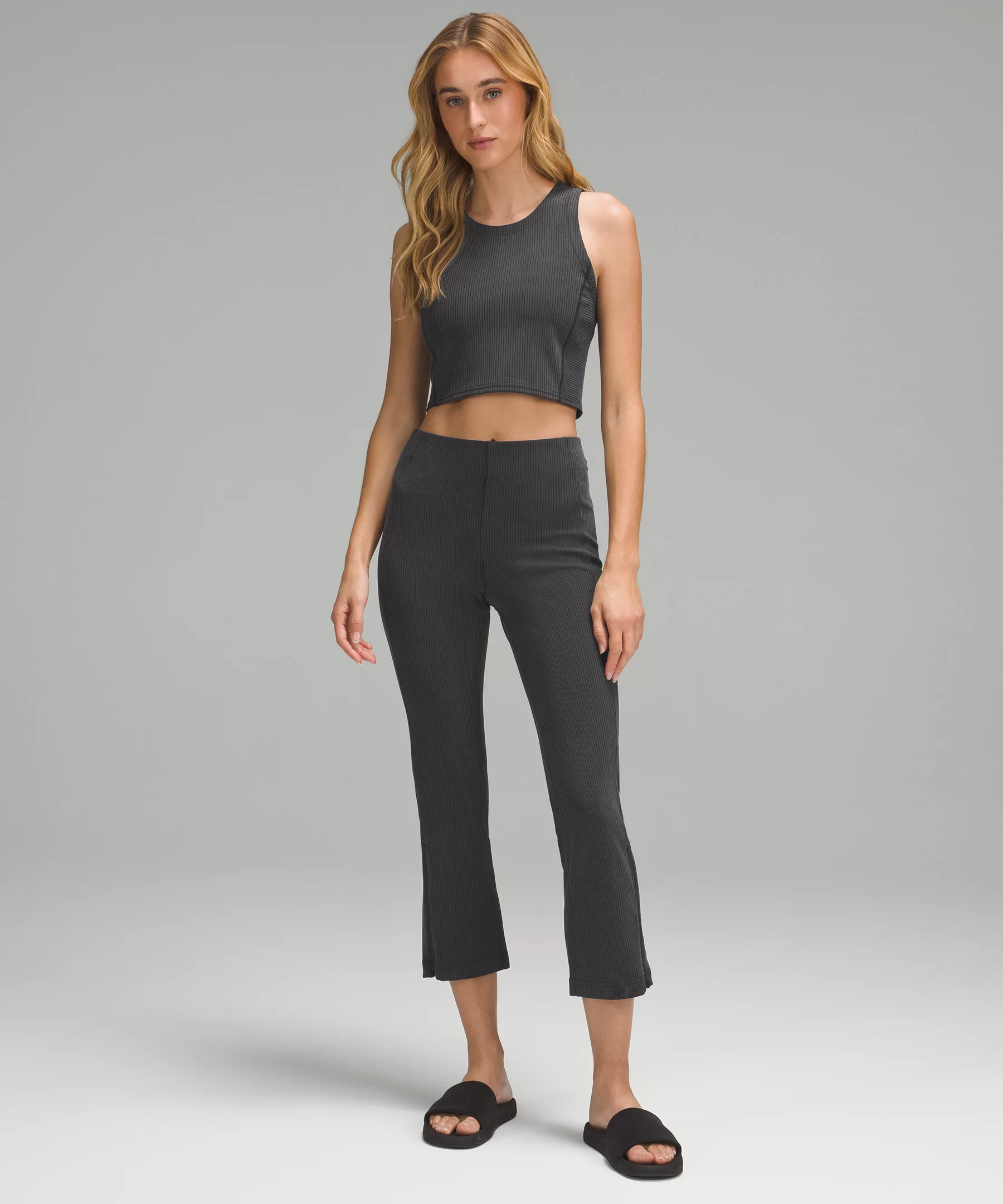 Ribbed Softstreme Cropped Tank Top Black