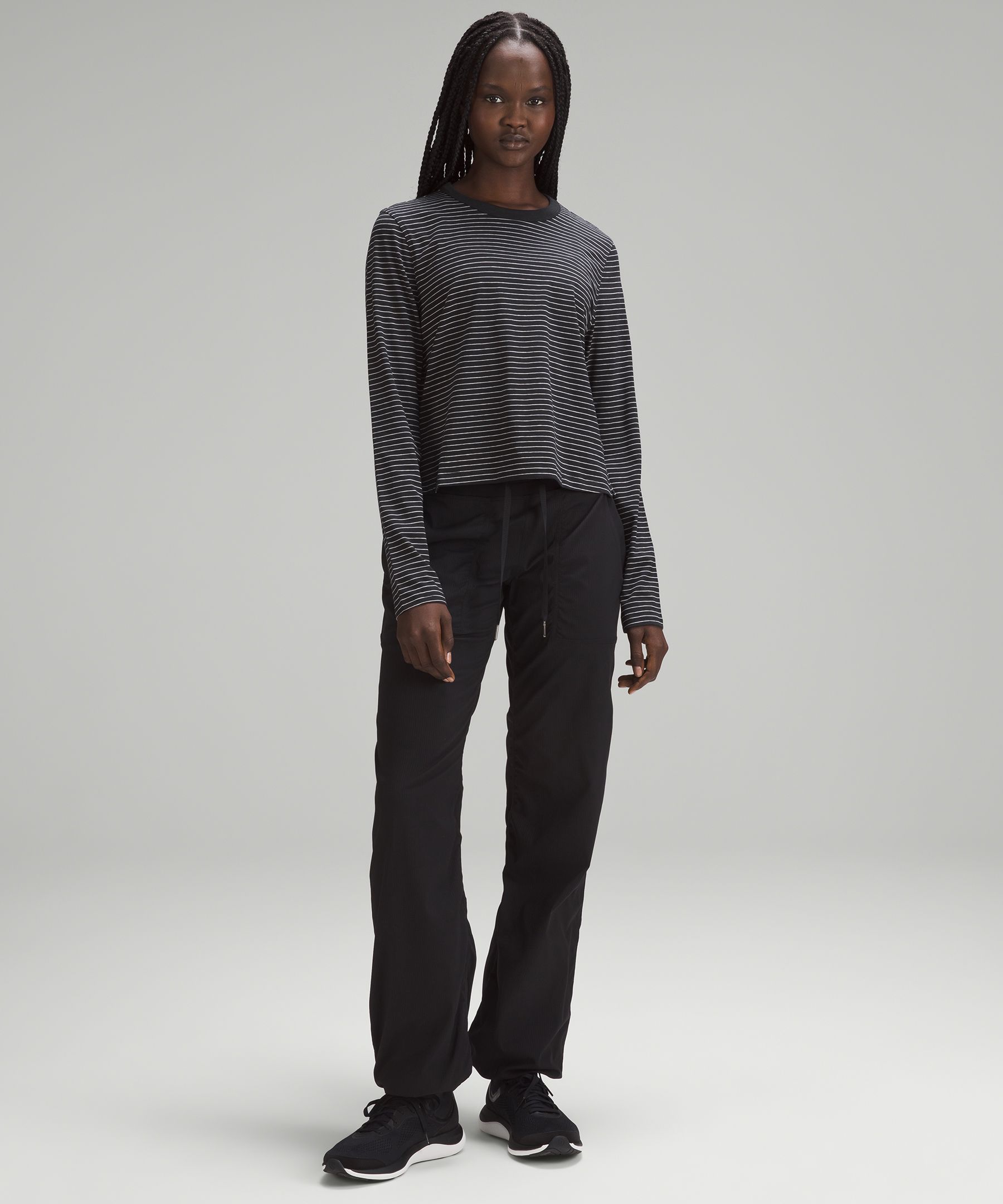 Classic-Fit Cotton-Blend Long-Sleeve Shirt Synchronise Stripe Black White