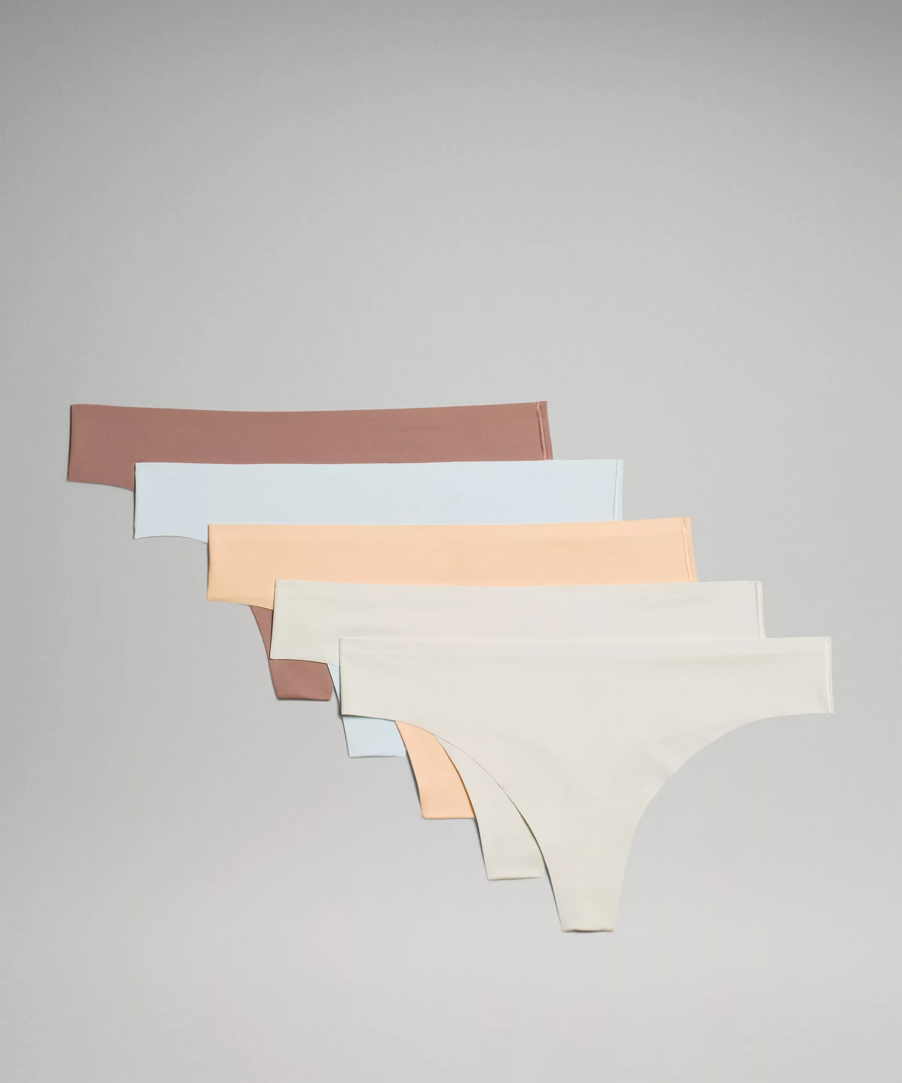 InvisiWear Mid-Rise Thong Underwear *5 Pack Bone/Bone/Summer Glow/Powder Blue/Twilight Rose