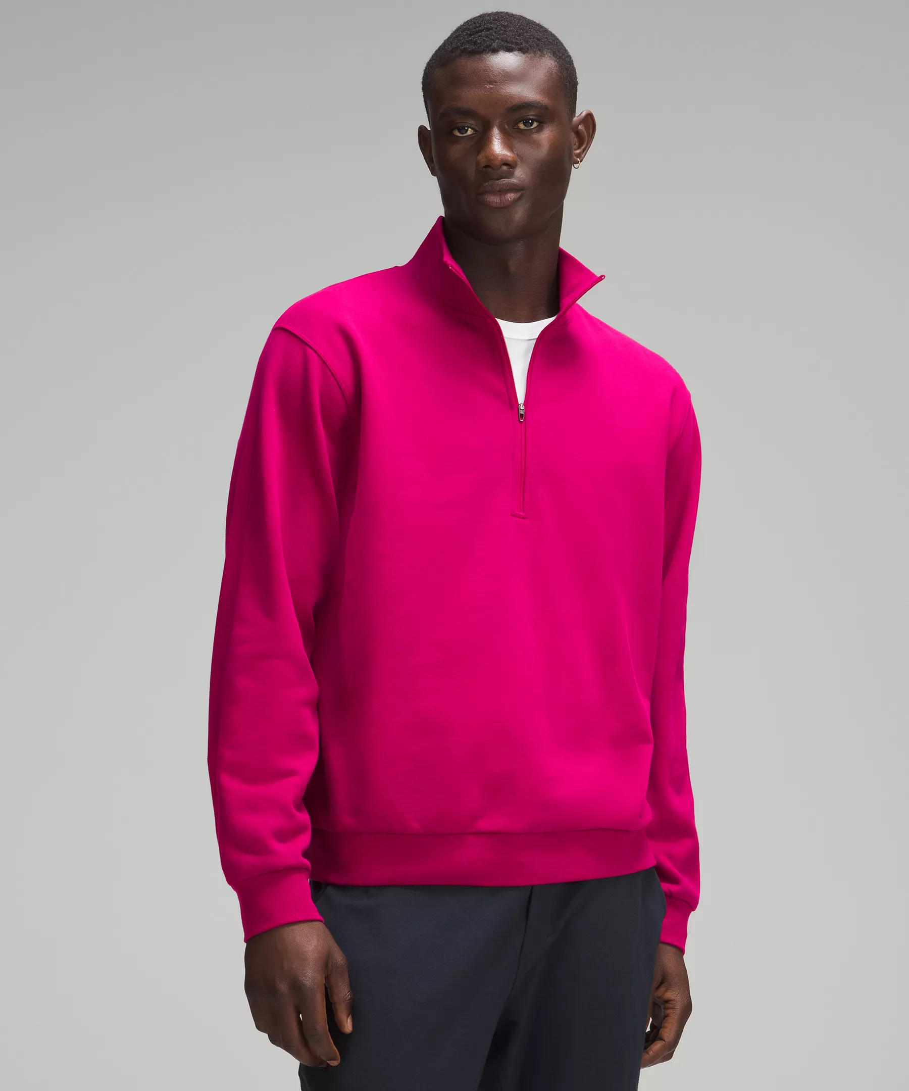 French Terry Oversized Half Zip Wild Berry