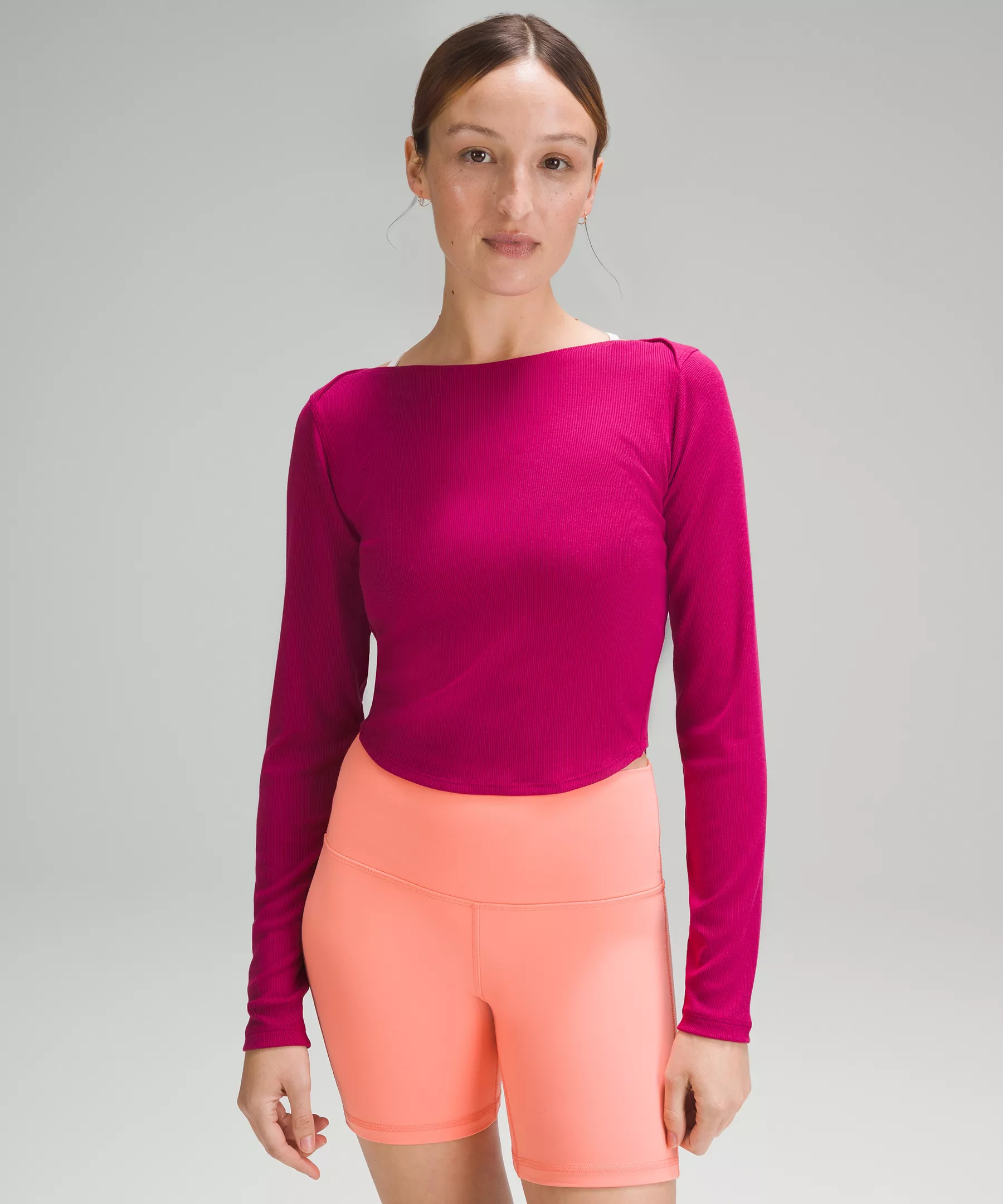 Modal Silk Twist-Back Yoga Long-Sleeve Shirt Wild Berry