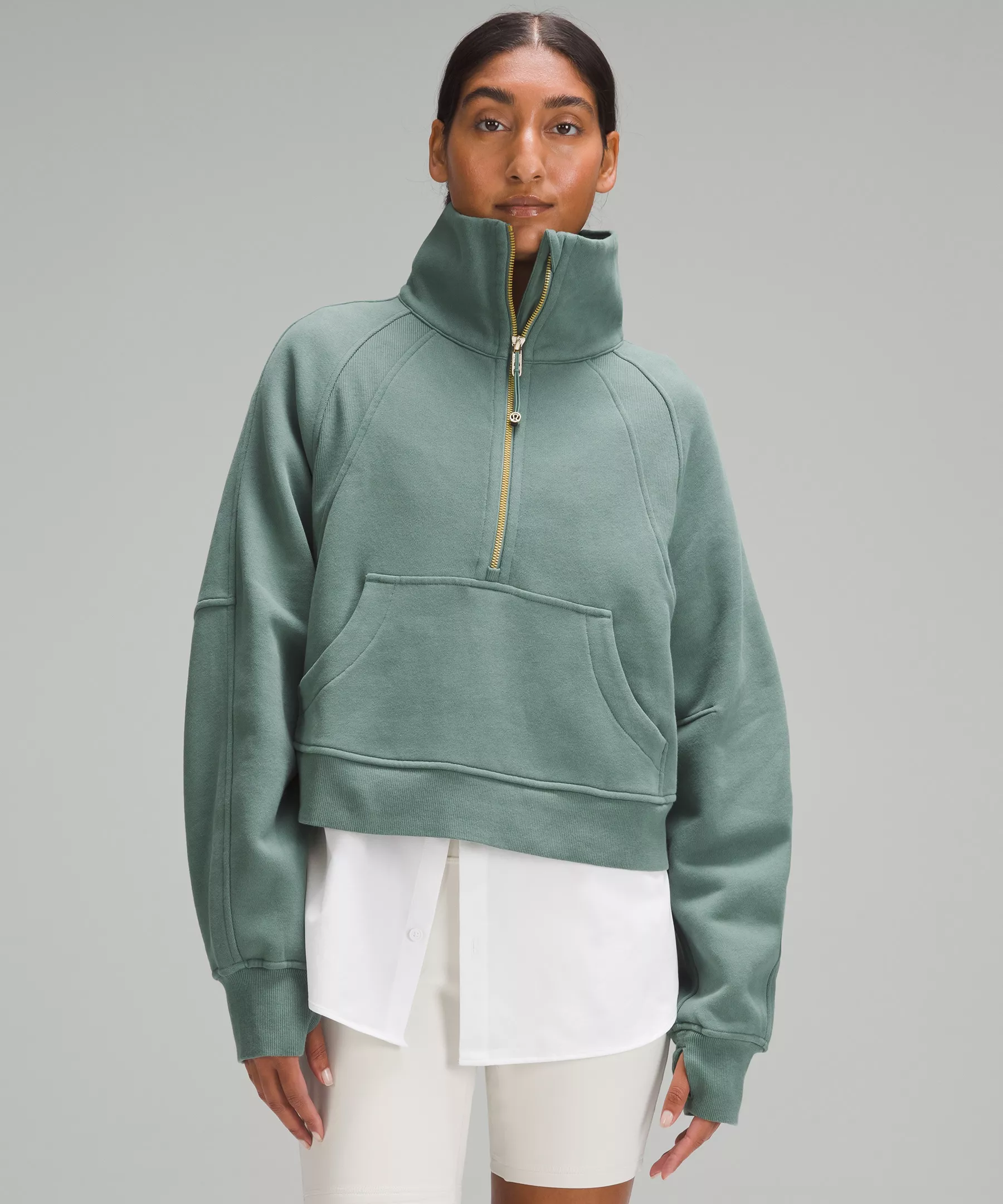 Scuba Oversized Funnel Neck Half Zip medium forest