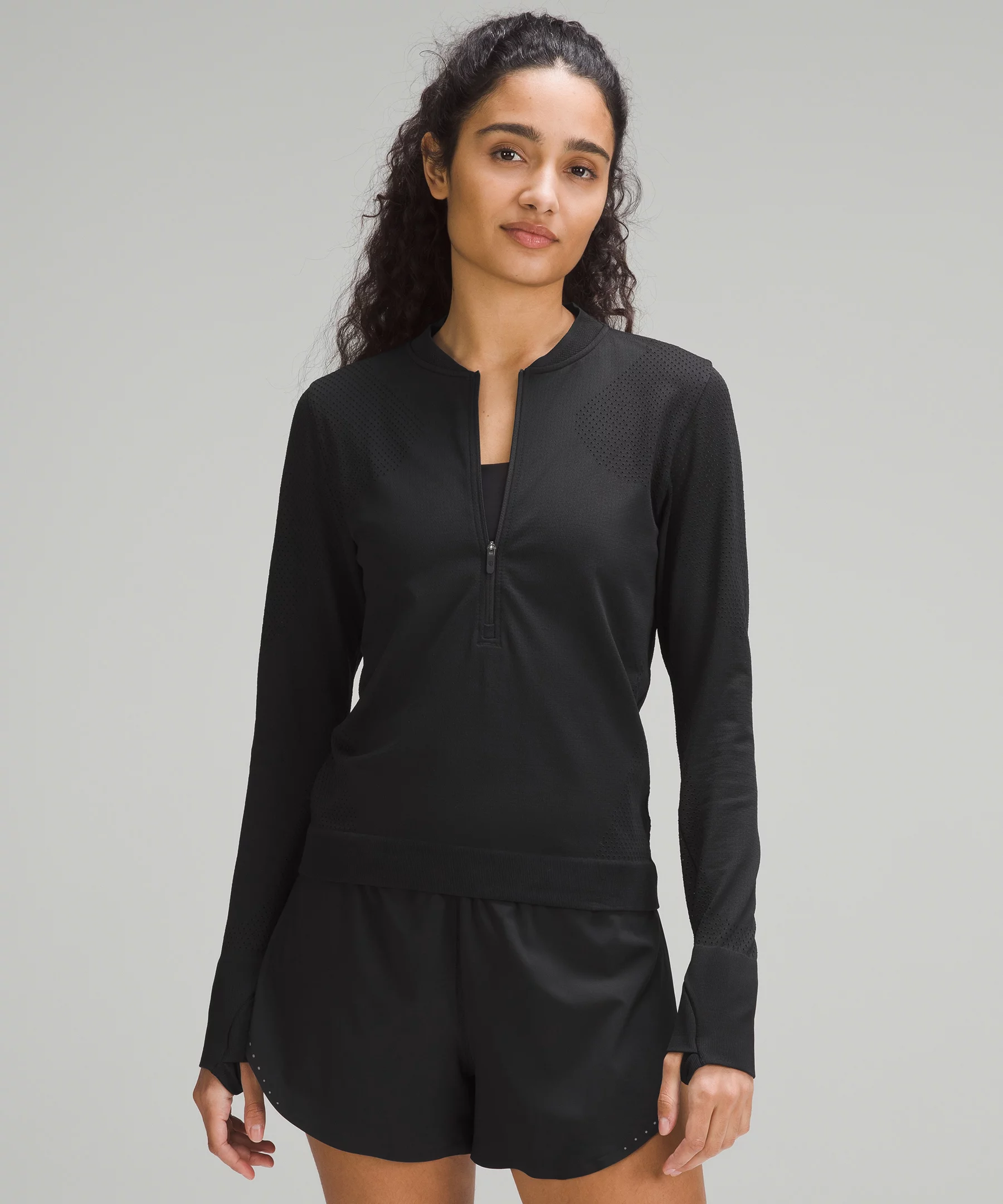 Swiftly Midweight Half-Zip Long-Sleeve Shirt black/black