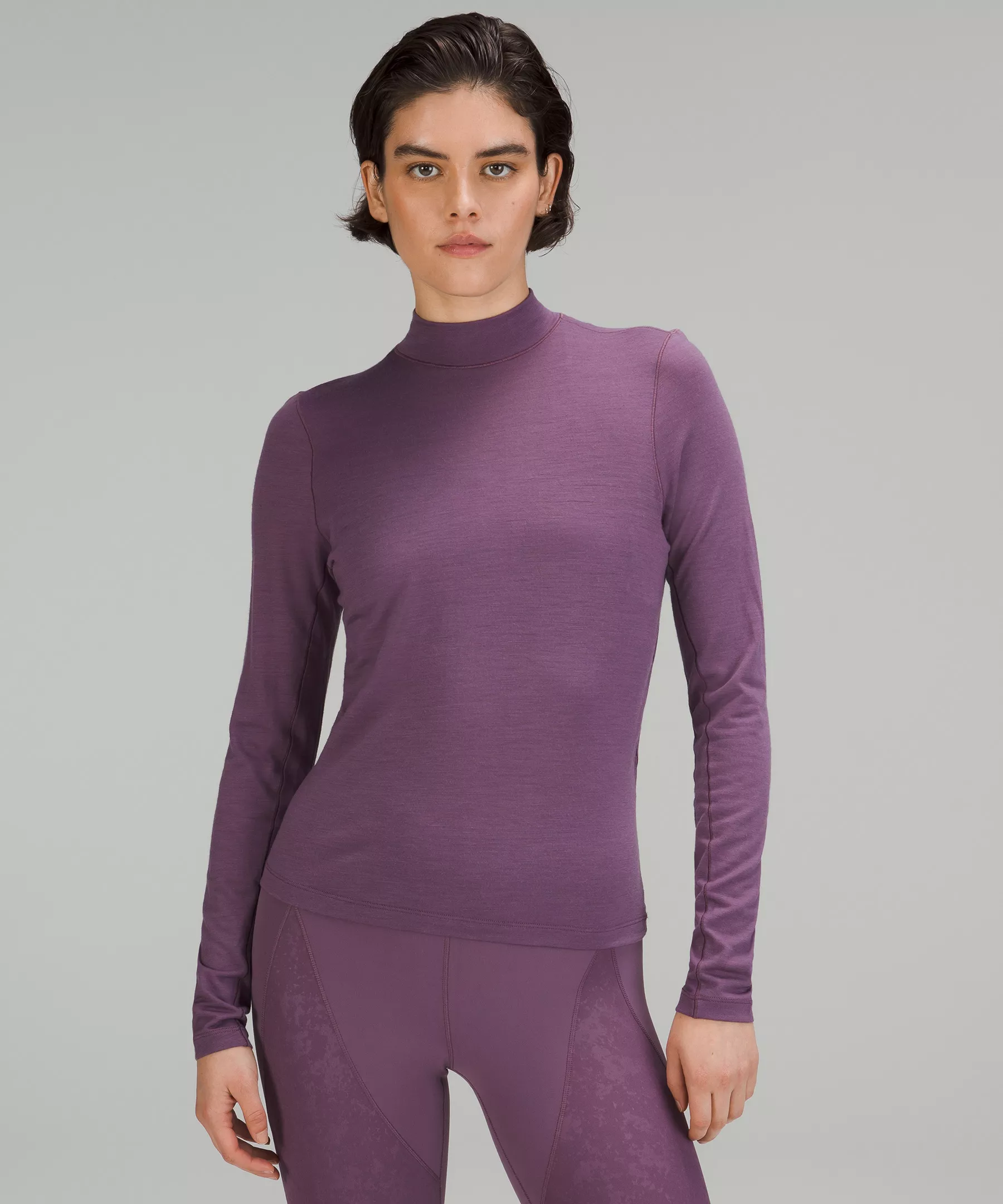lululemon lab Merino Wool-Blend Mock Neck Long-Sleeve Shirt Dusty Amethyst