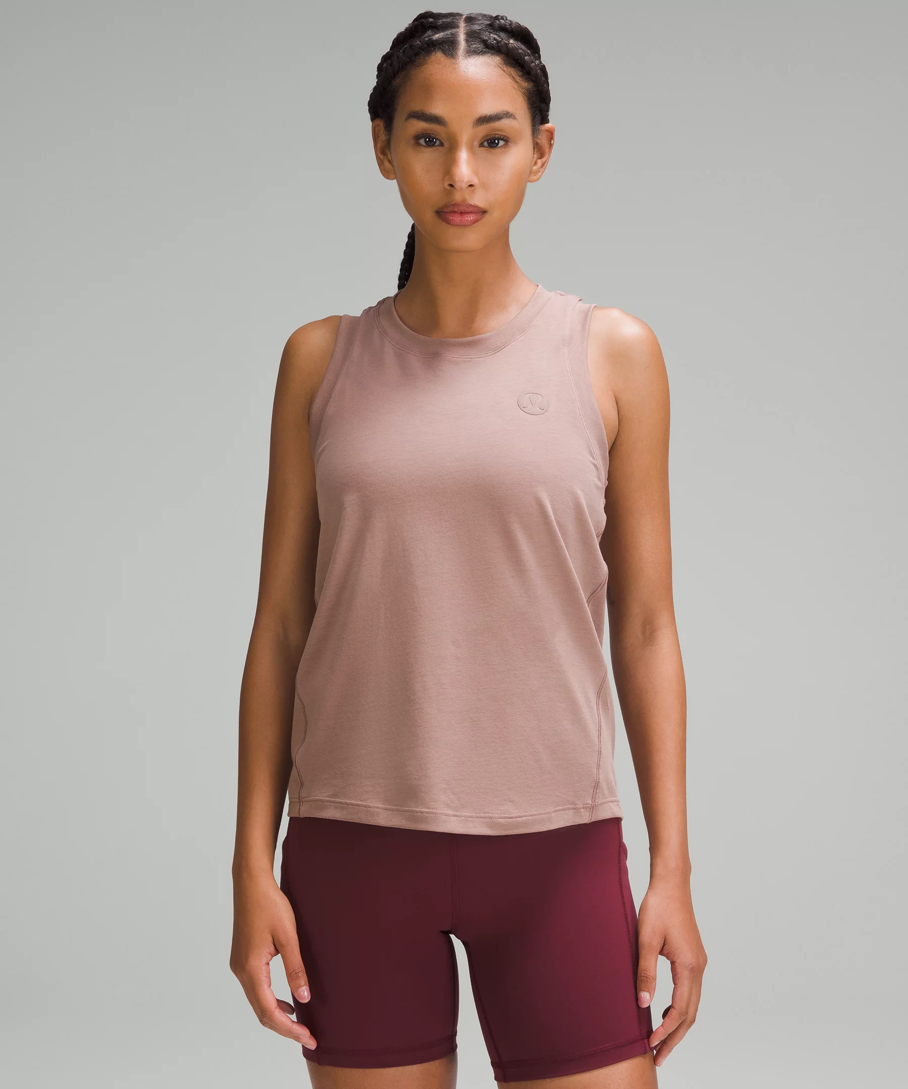 Cotton-Blend Logo Training Tank Top Twilight Rose