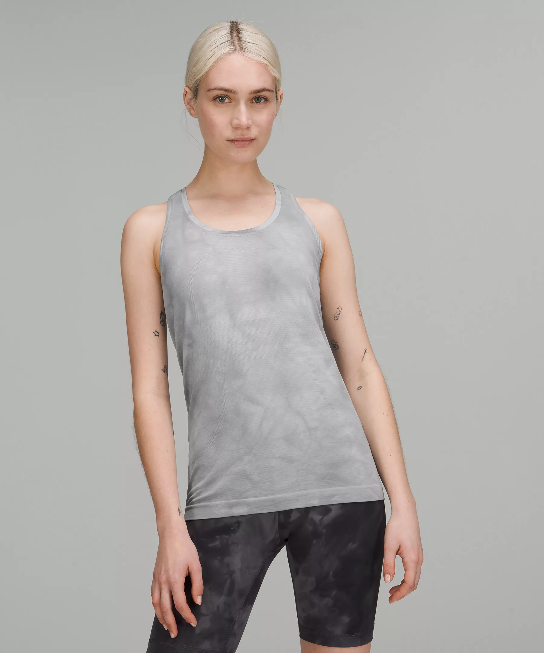 Swiftly Tech Racerback Tank Top 2.0 Marble Dye Rhino Grey