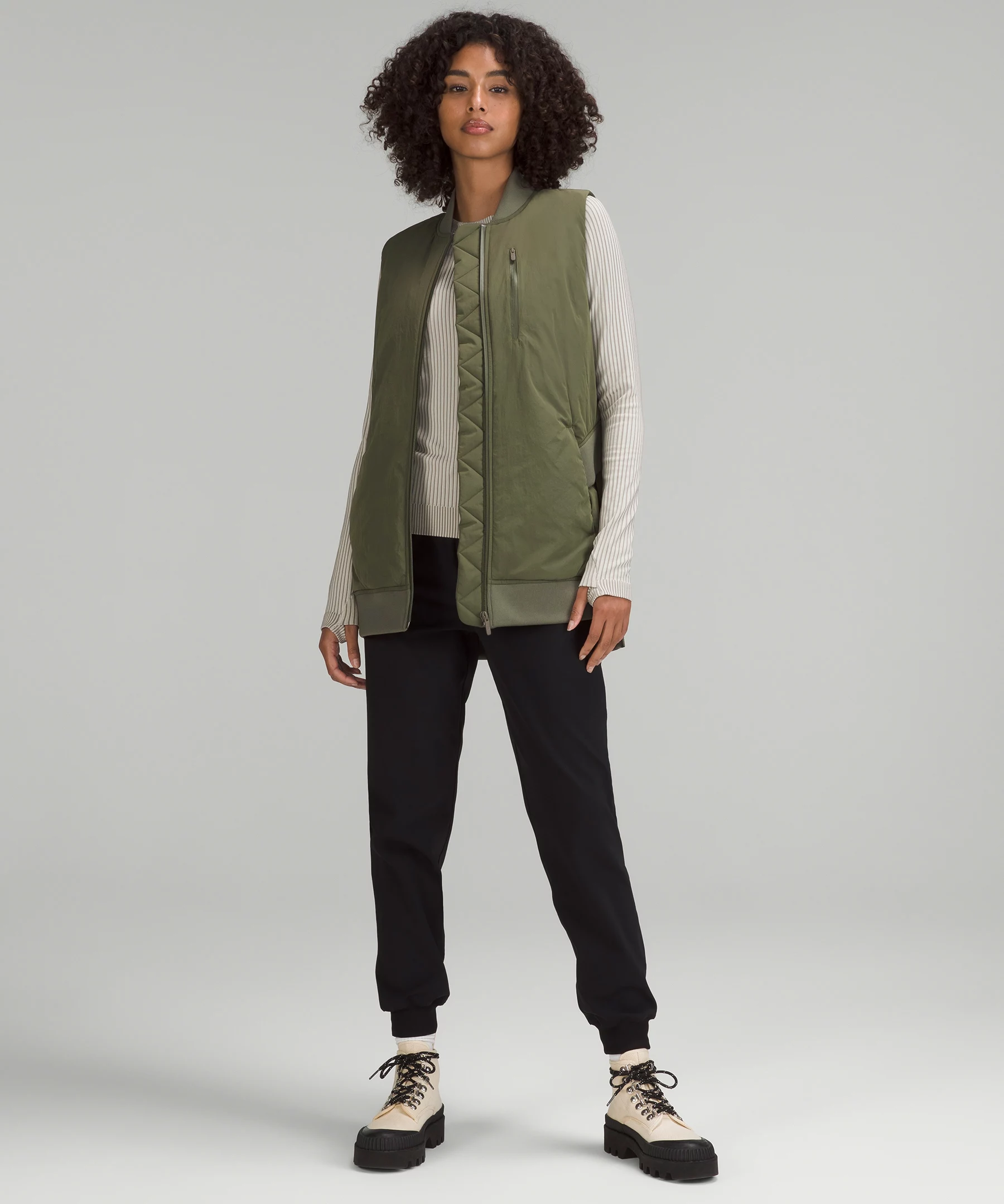 Long Insulated Bomber Vest Medium Olive