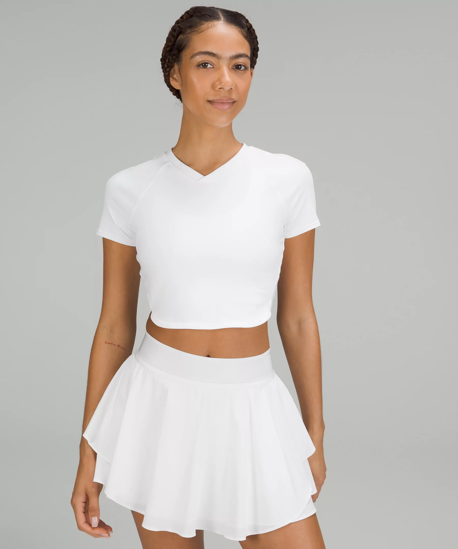 Nulux Cropped Tennis Short-Sleeve Shirt White