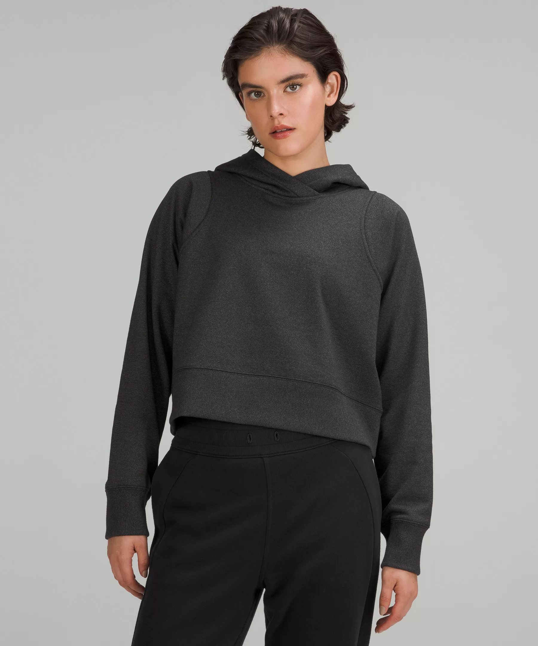 Loungeful Cropped Hoodie *Sparkle black/black
