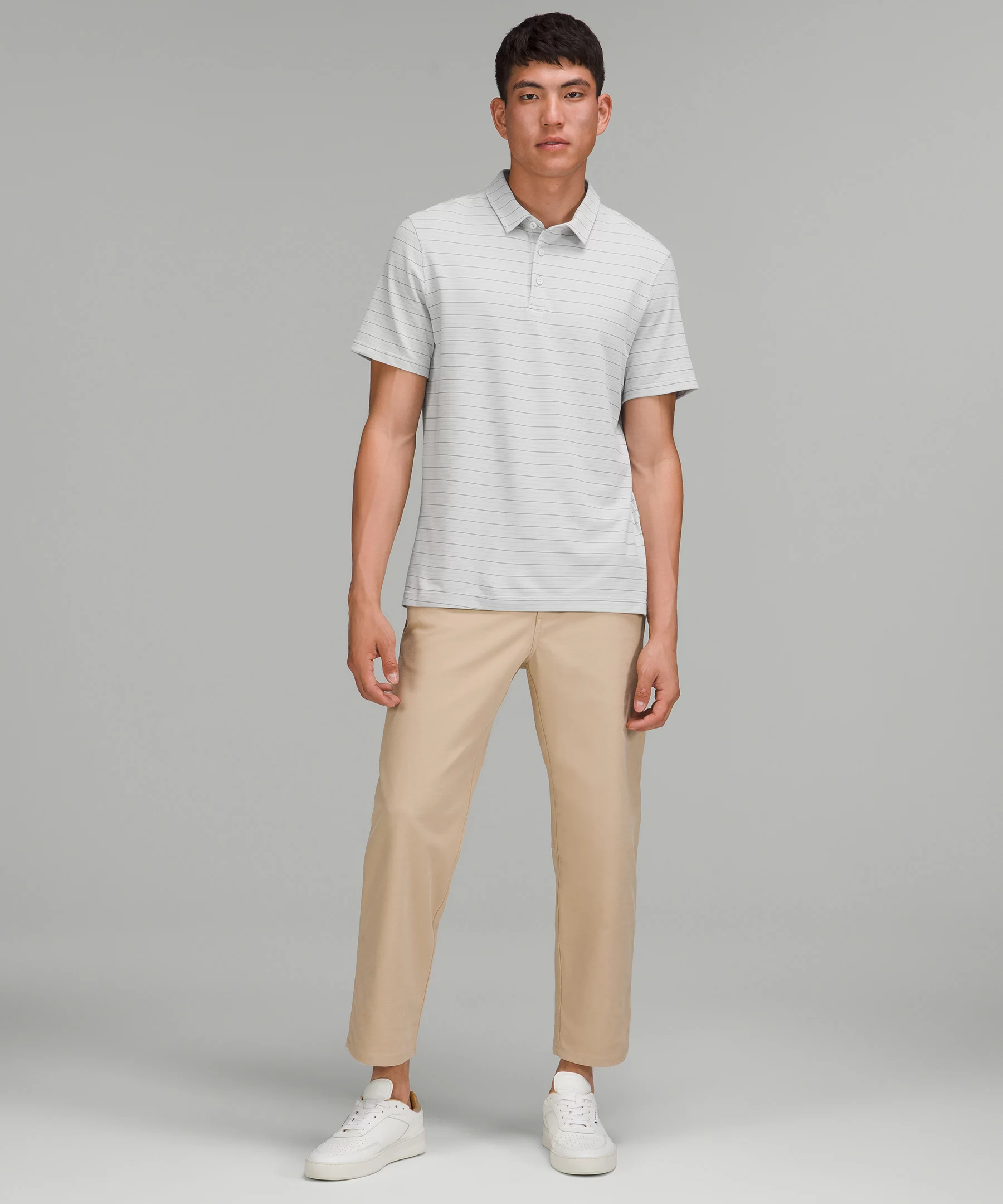 Evolution Short-Sleeve Polo Shirt *Pique Serenity Stripe Vapor Graphite Grey