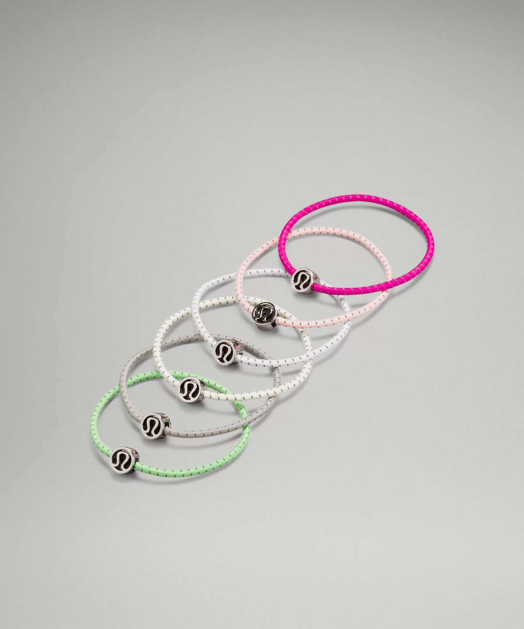 Glow On Hair Ties *6 Pack Scream Green Light/Seal Grey/Lemon Sorbet/White/Strawberry Milkshake/Purple Highlight