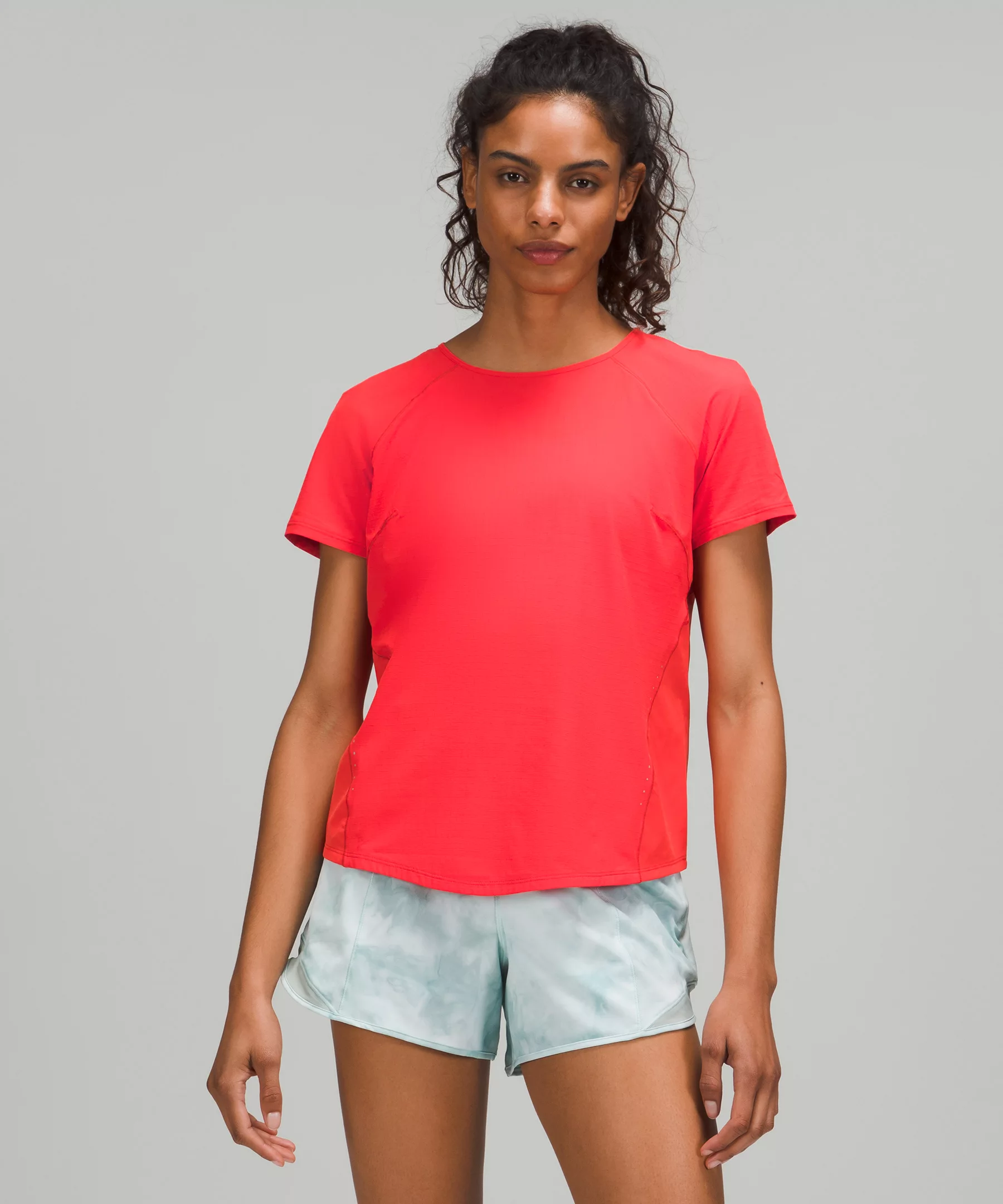 Lightweight Stretch Running Short Sleeve Shirt Online Only love red