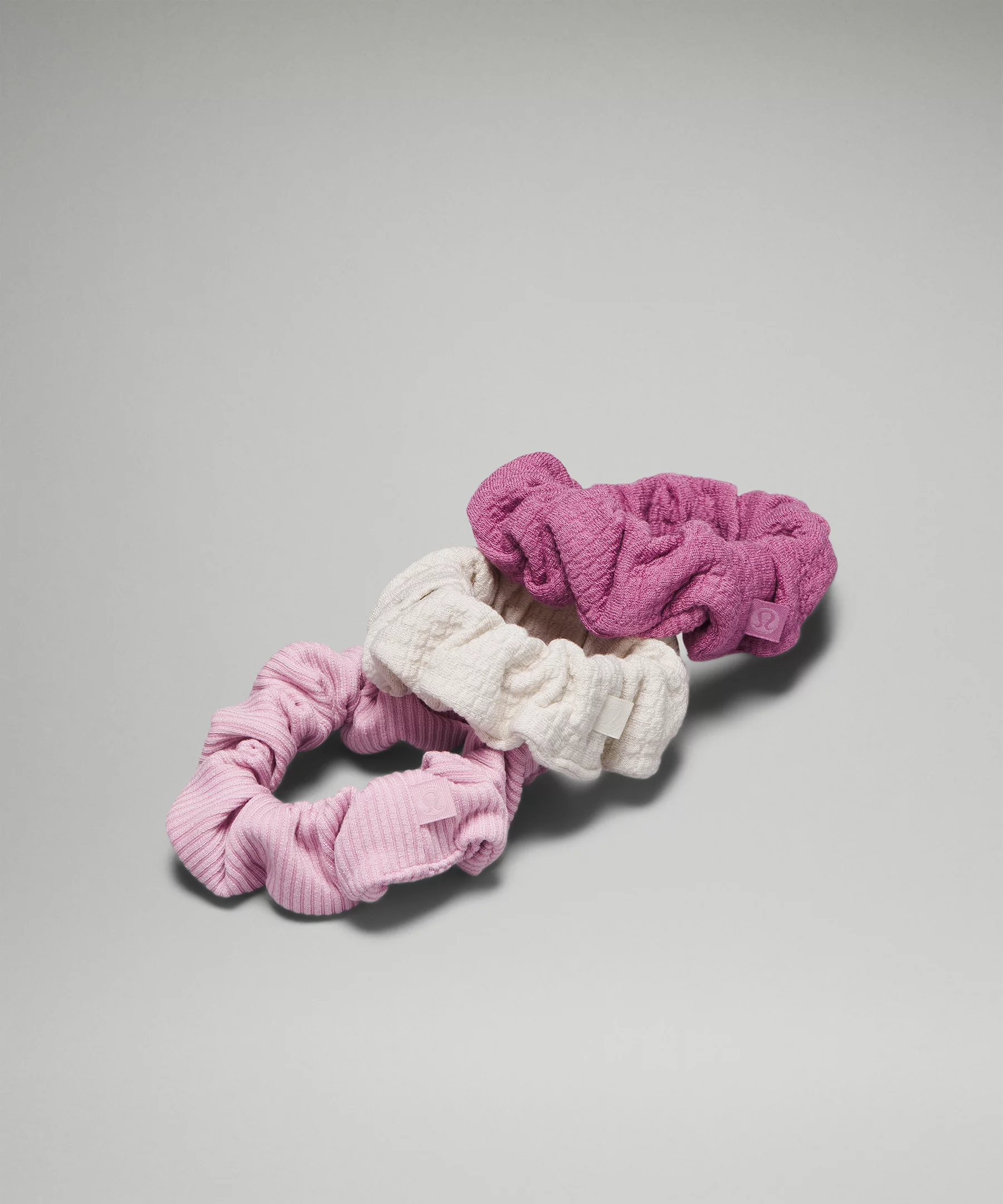 Uplifting Scrunchies Textured *3 Pack Velvet Dust/Pink Peony/Bone